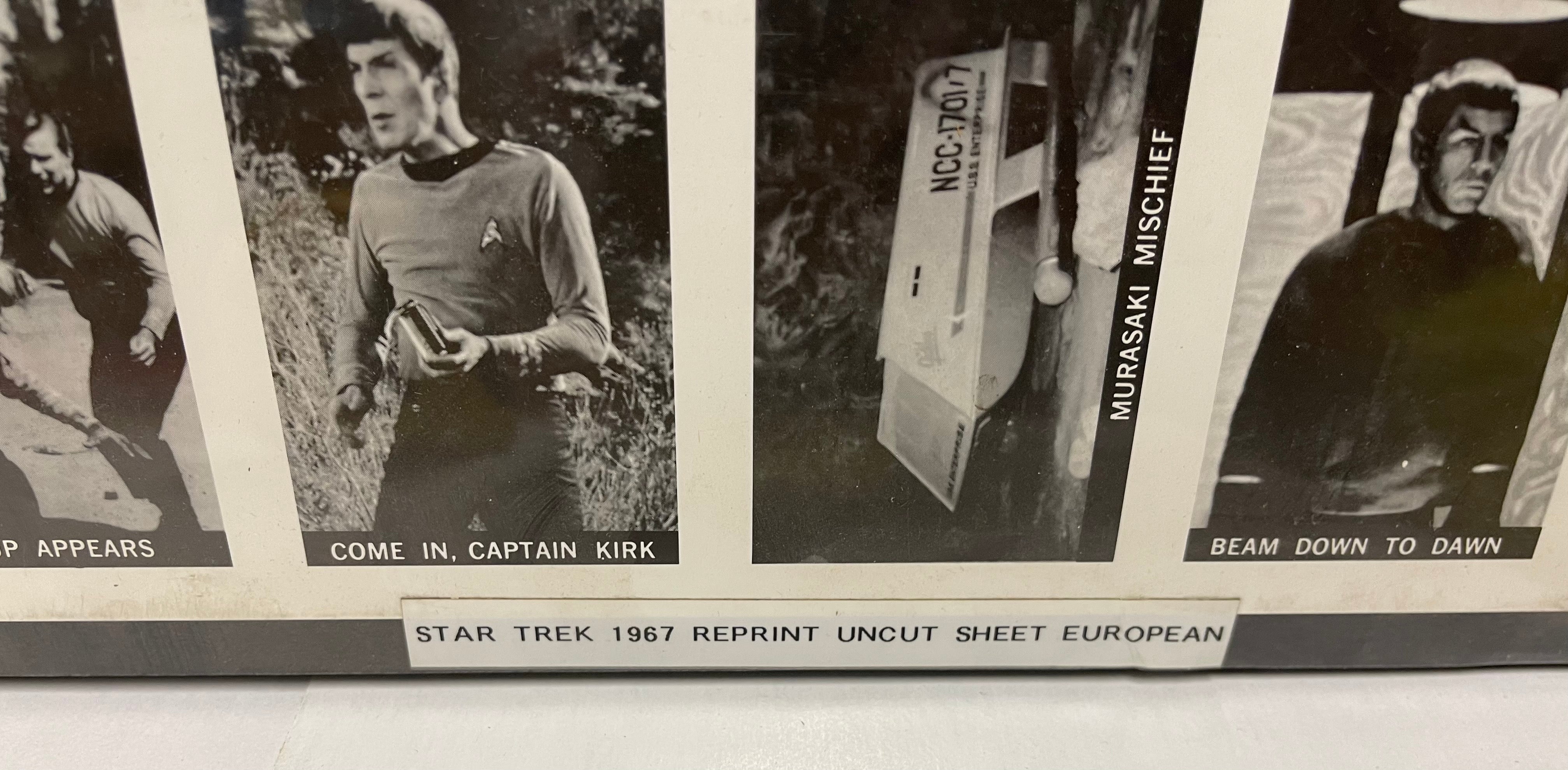 Star Trek TV show rare Europe reprint uncut matted cards sheet 1981