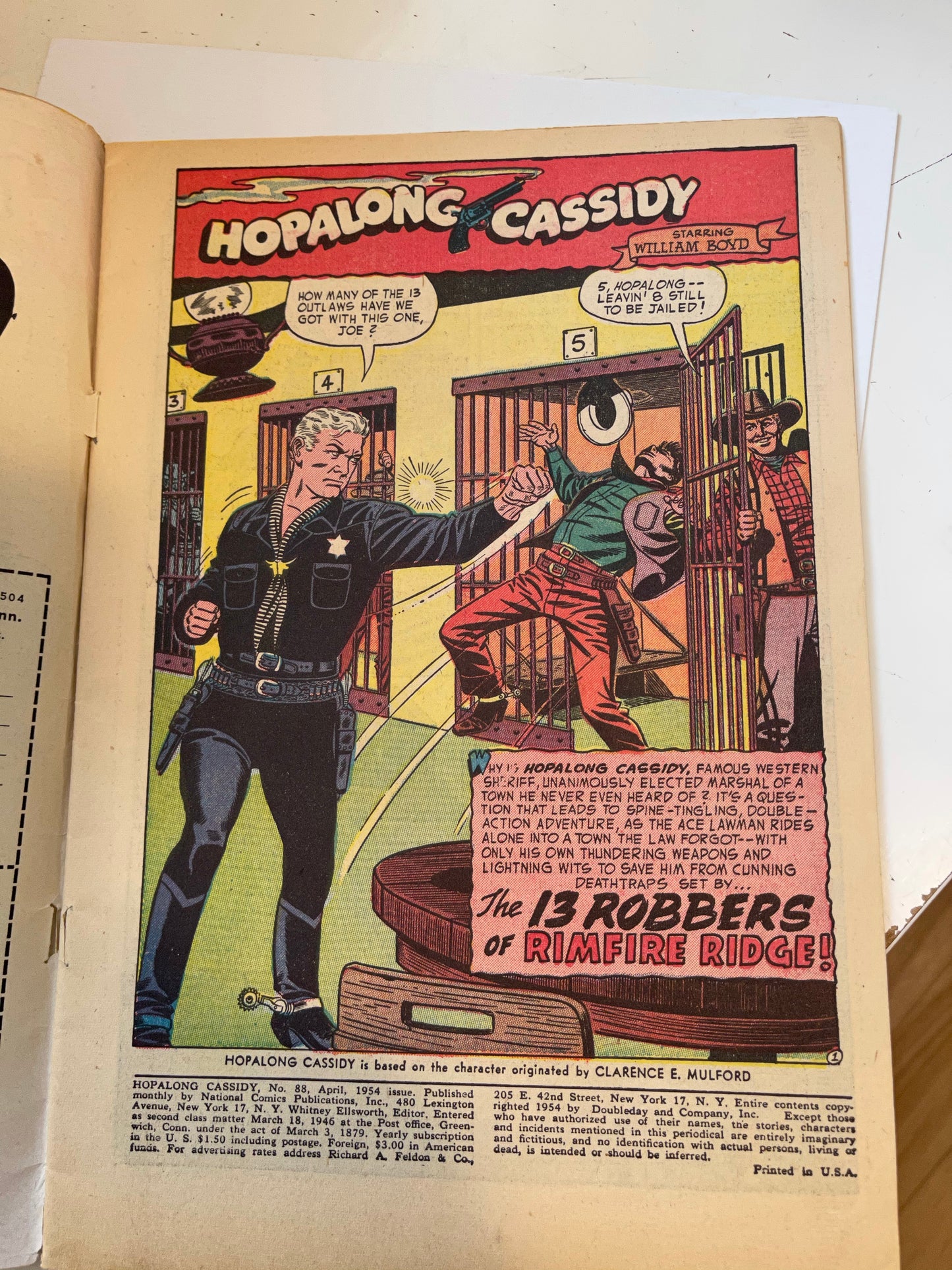 Hopalong Cassidy TV Westerns #88 vg condition comic 1954