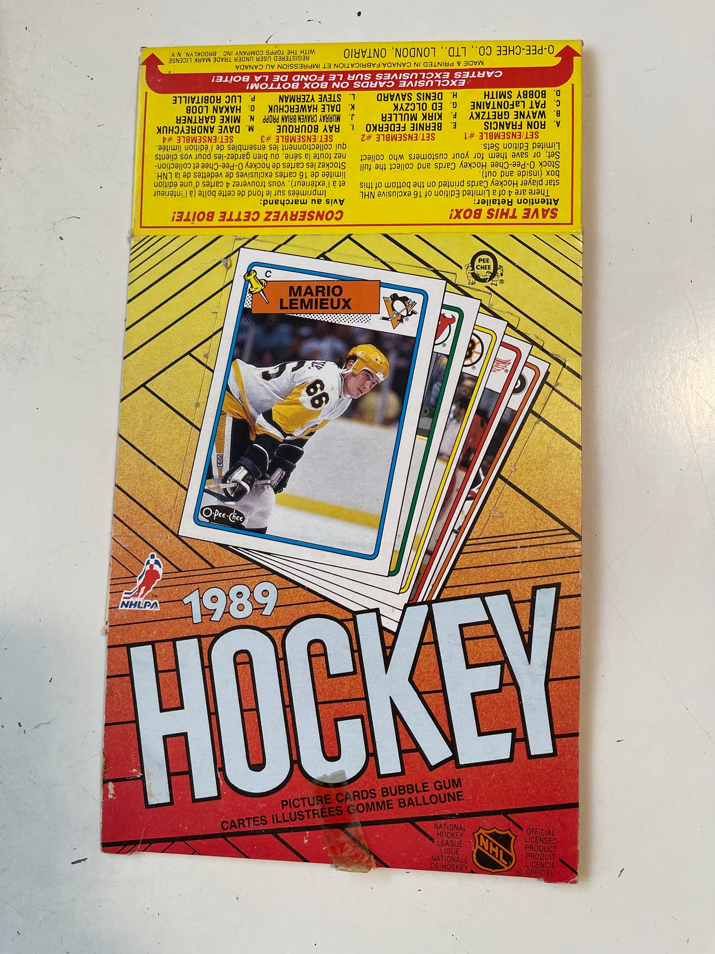 1988-89 opc hockey flat empty display box with Wayne Gretzky rare bottom card