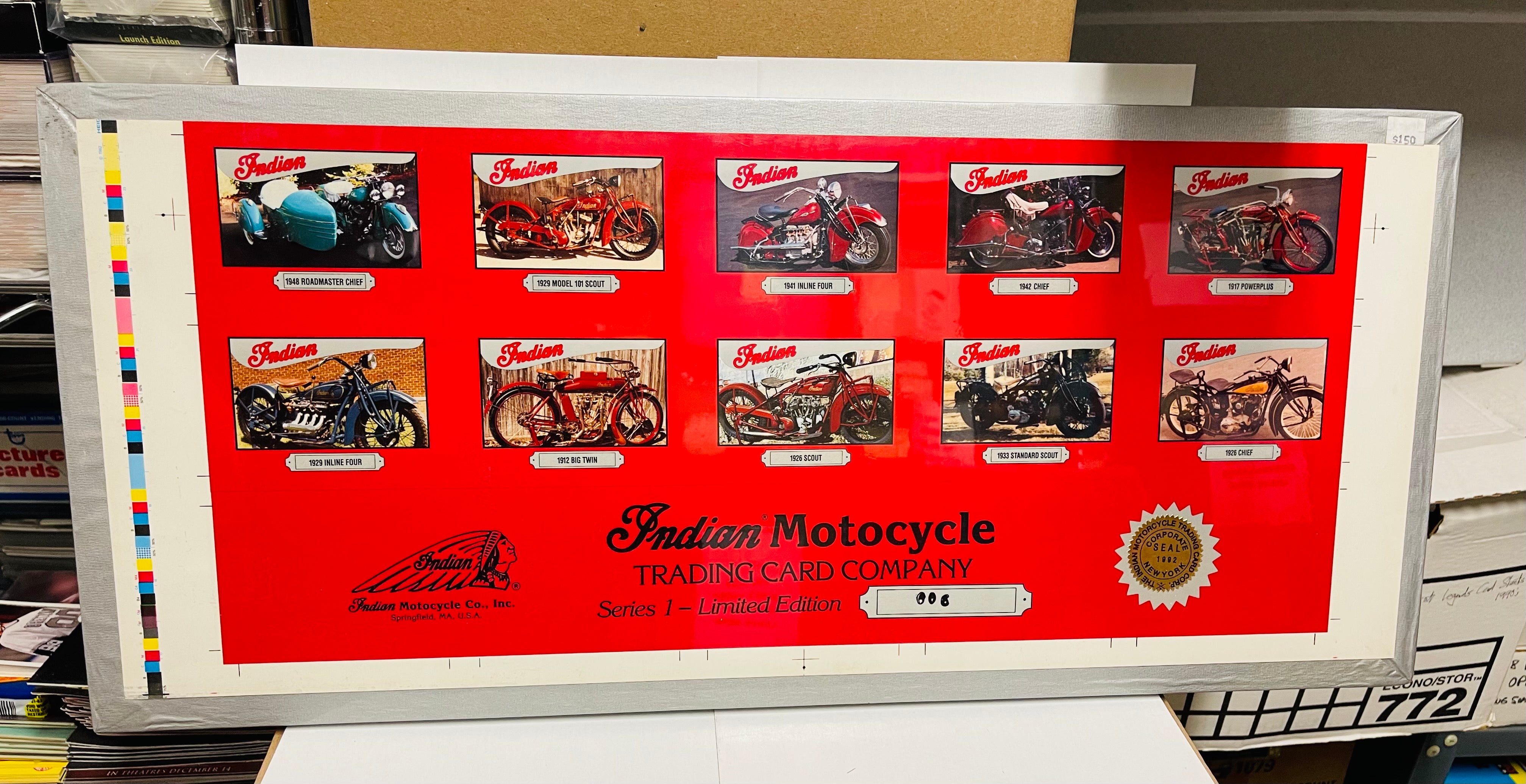 Indian Motorcycle rare series 1 uncut numbered cards sheet 1992