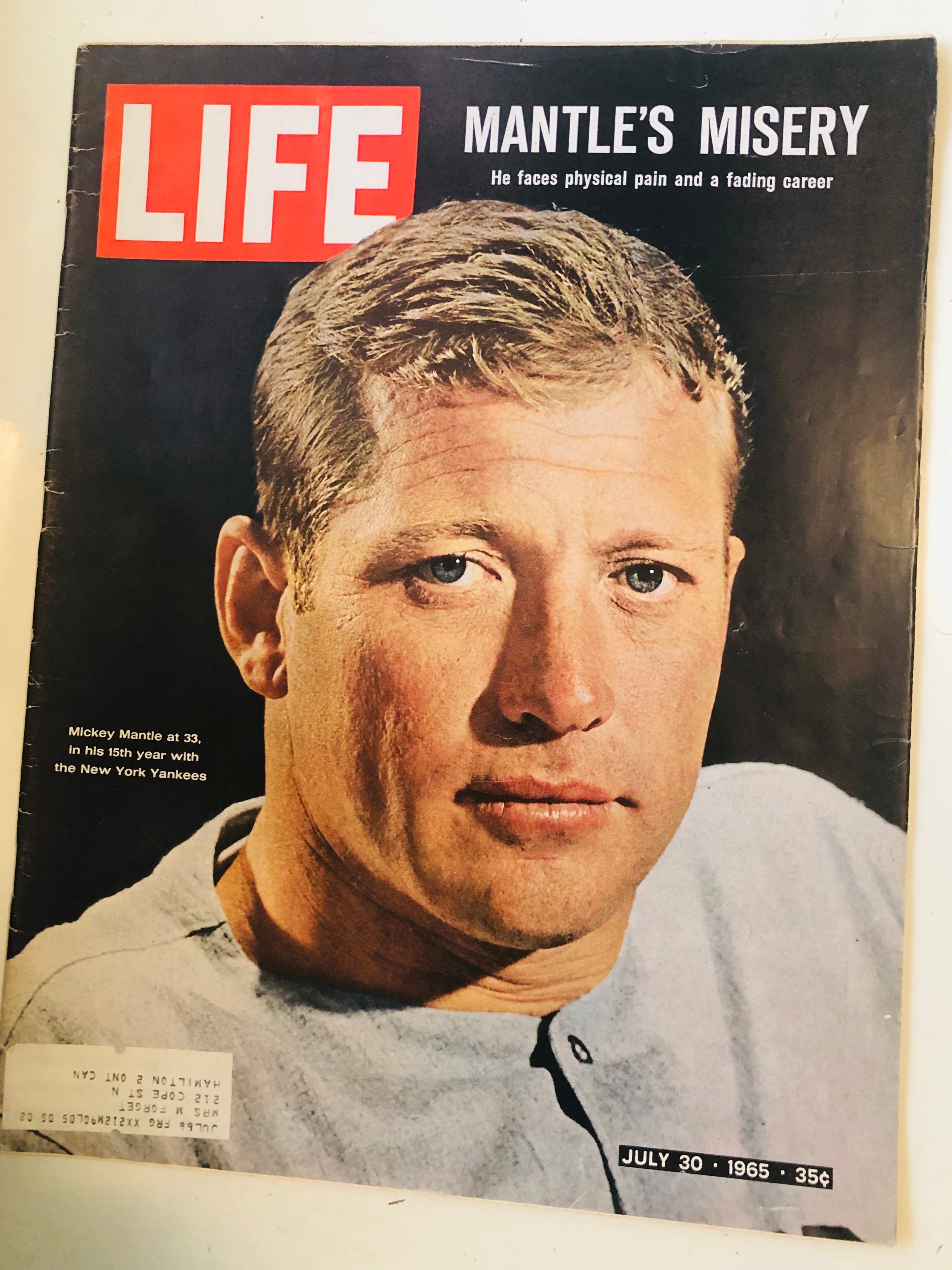 Mickey Mantle rare life magazine July 1965