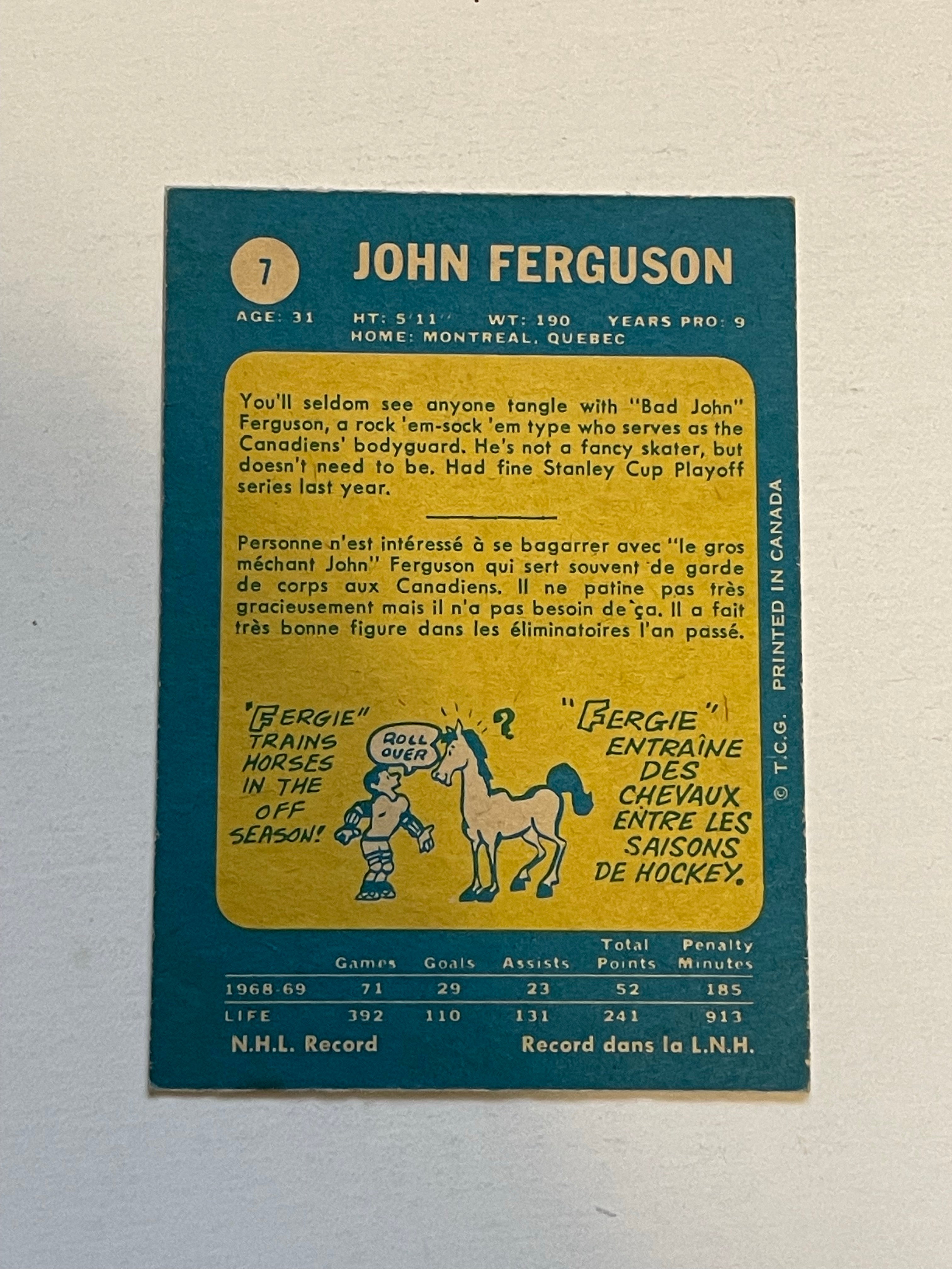 John Ferguson autograph hockey card with COA