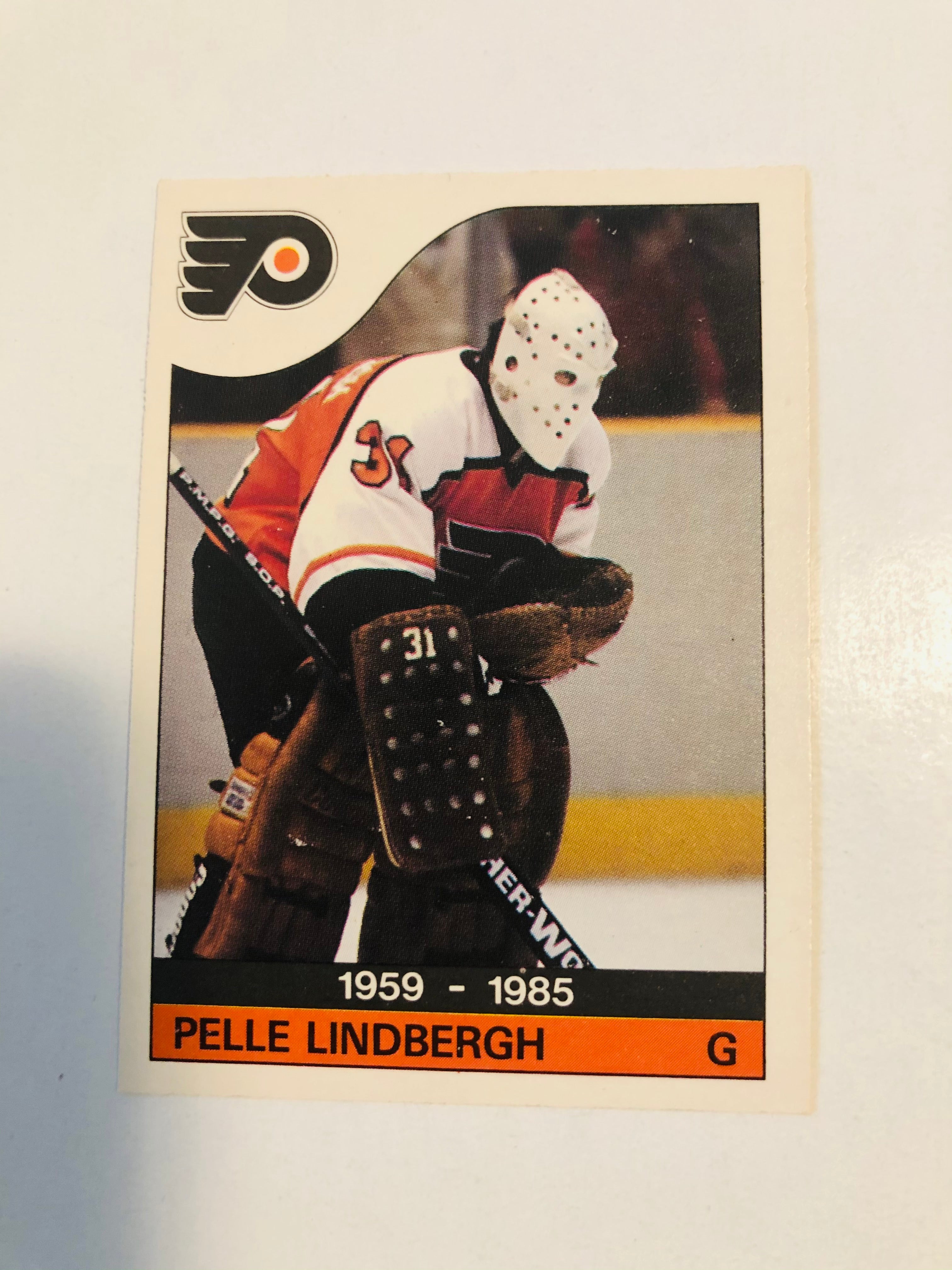 Pelle Lindbergh opc hockey memorial card 1985/86