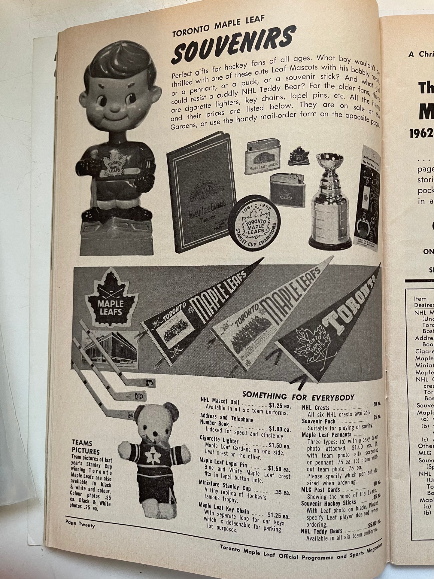 Maple Leaf Gardens program Dec. 1962