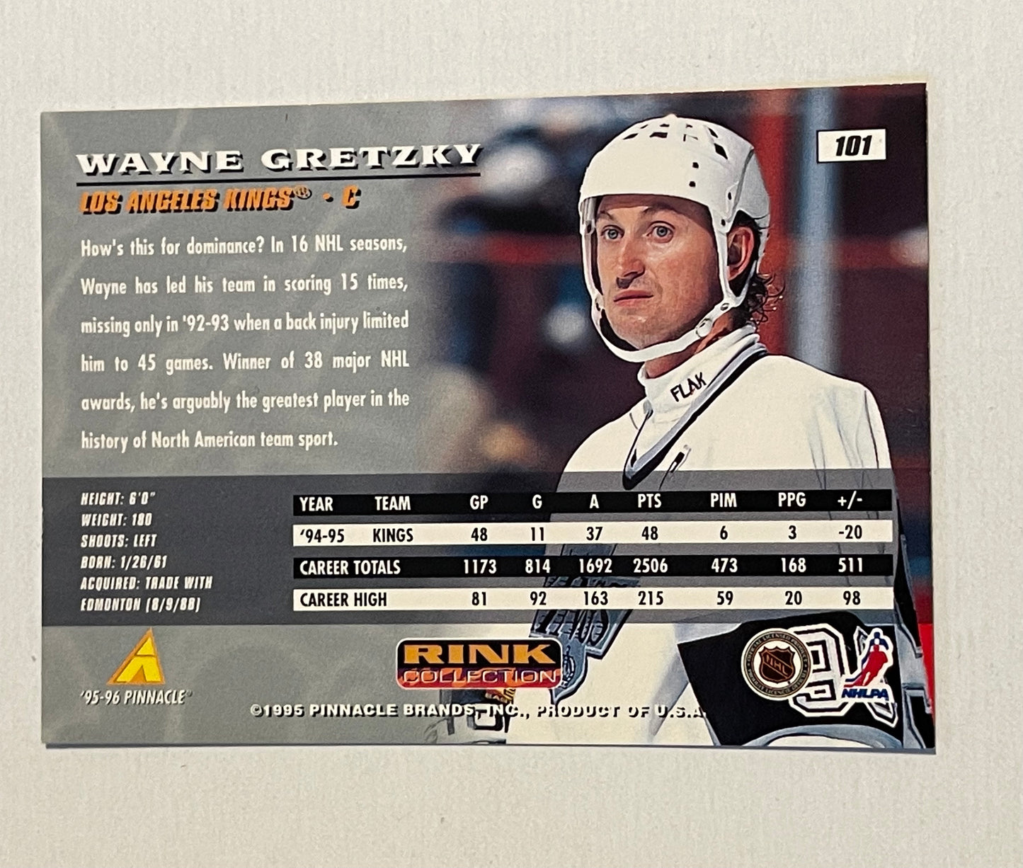 Wayne Gretzky rare pinnacle spectra foil insert hockey card 1995