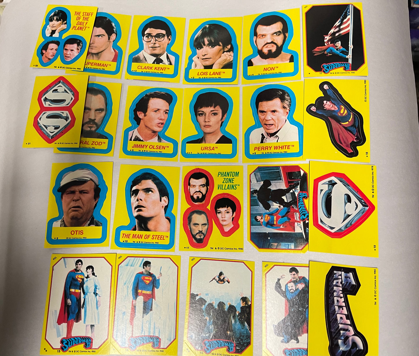 Superman 2 movie stickers rare set 1980