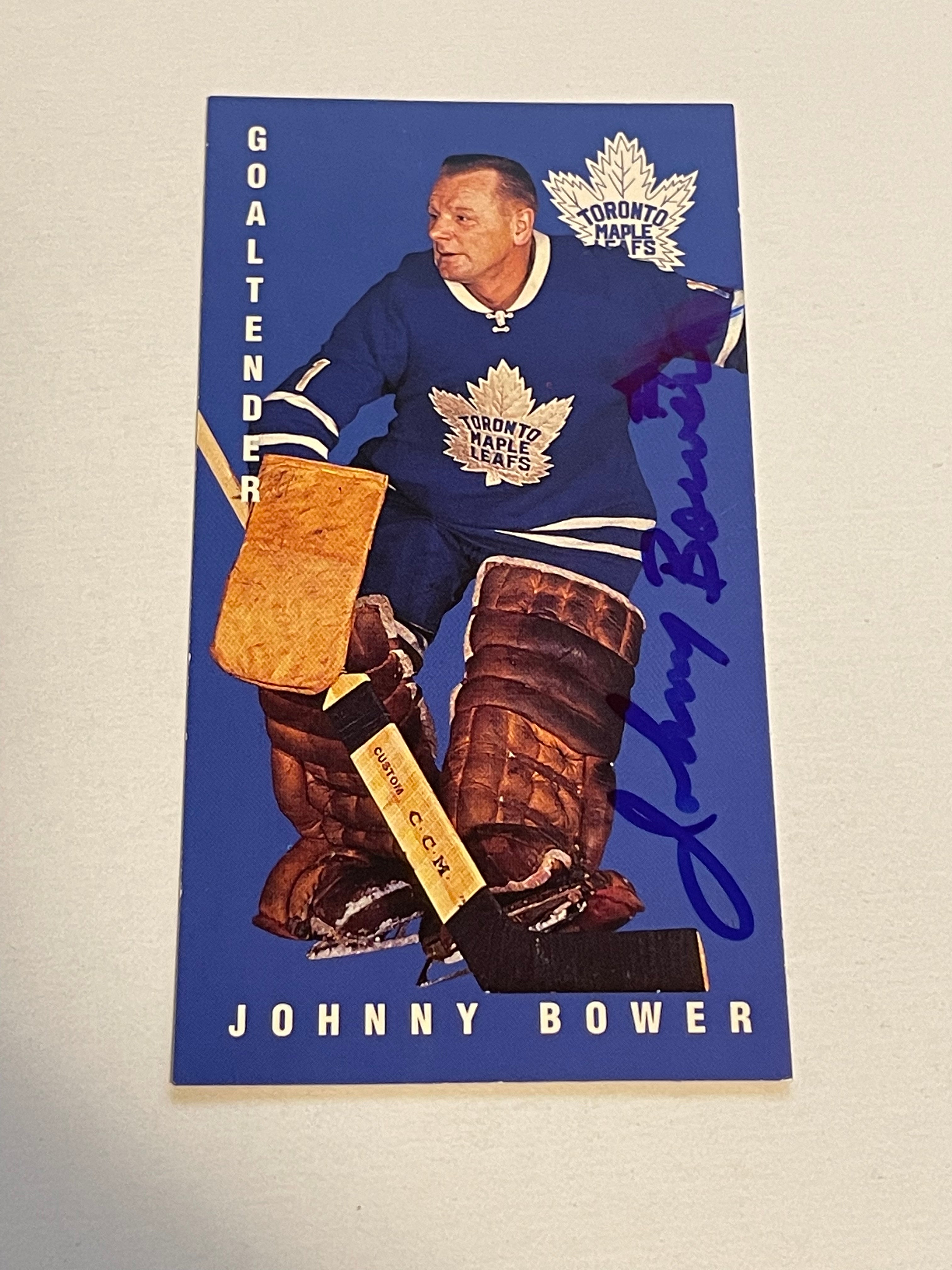 Johnny Bower Toronto Maple Leafs hockey signed card with COA