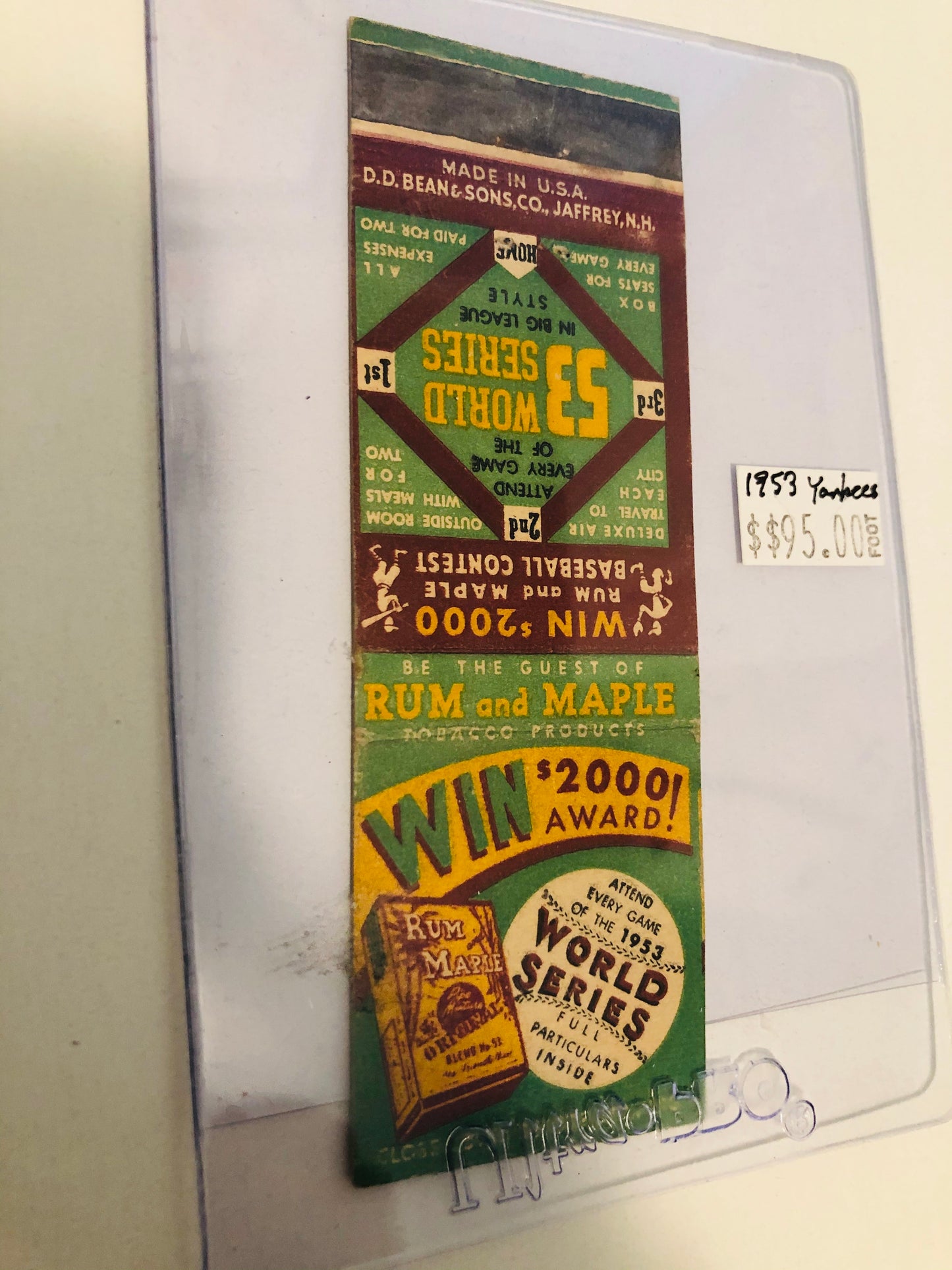 1953 World Series baseball rare match book