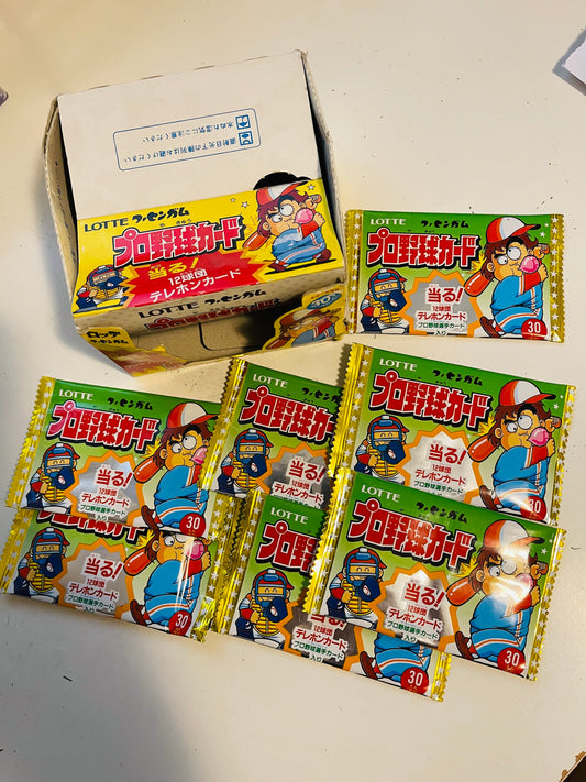 1990 Lotte Japanese baseball cards 7 sealed packs with box