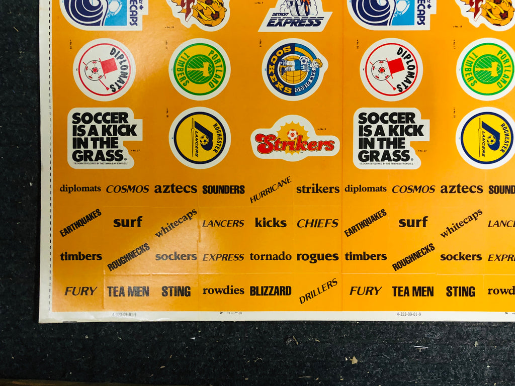 NASL Soccer team logos stickers uncut sheet 1979 – Fastball Collectibles