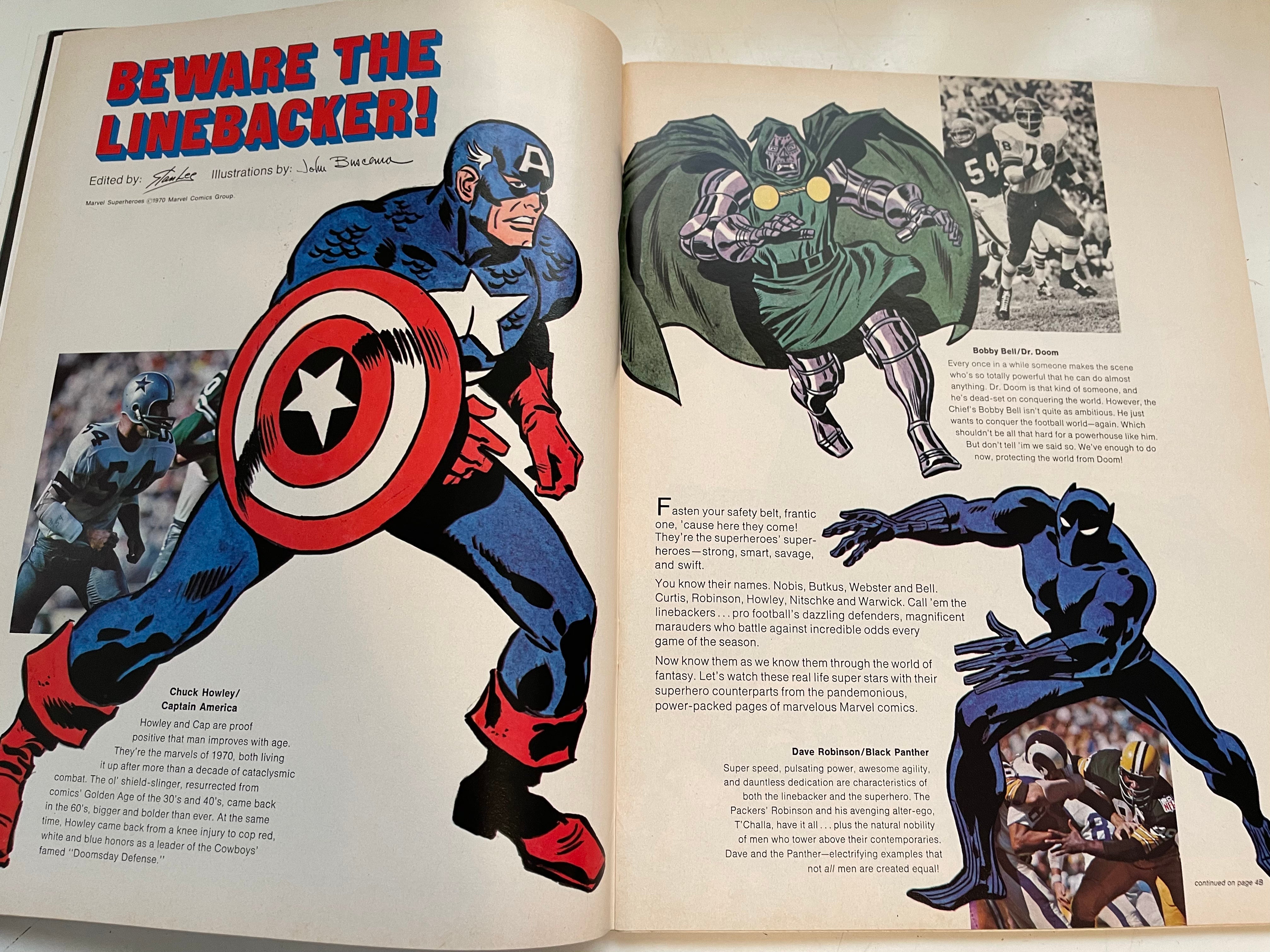 Buffalo Bills vs Jets football program with Marvel comics characters 1970