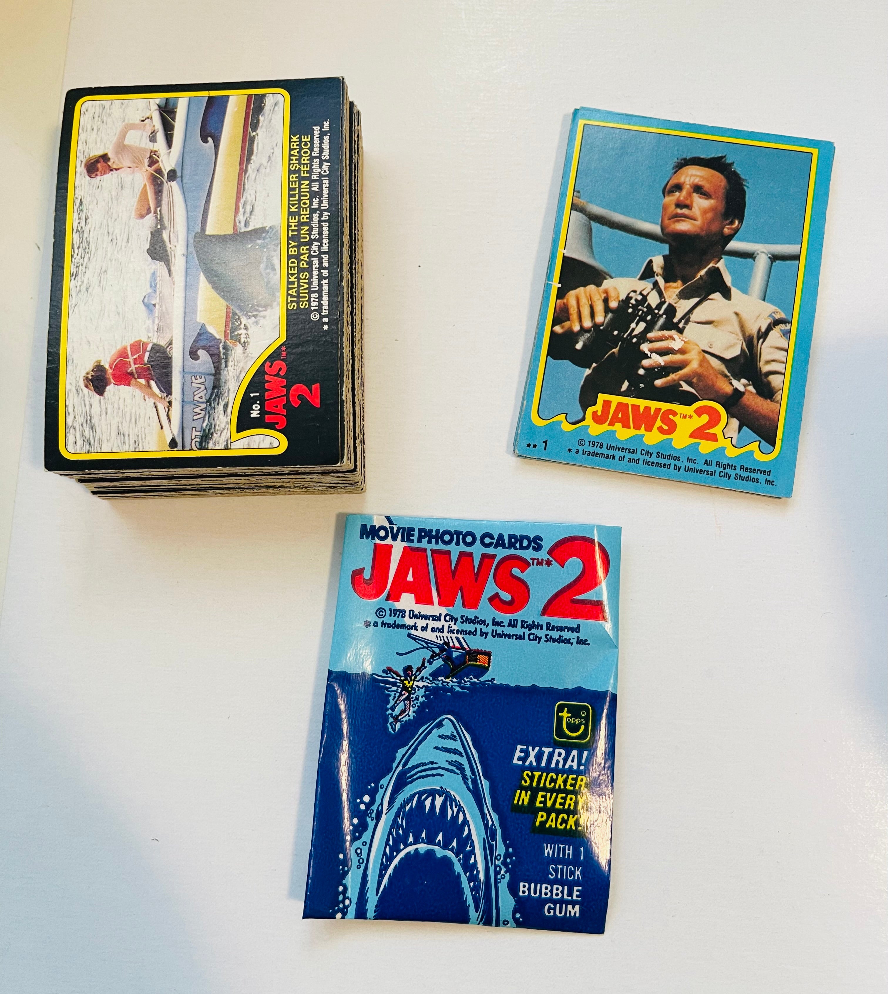 Jaws 2 movie rare cards and stickers set with wrapper 1978
