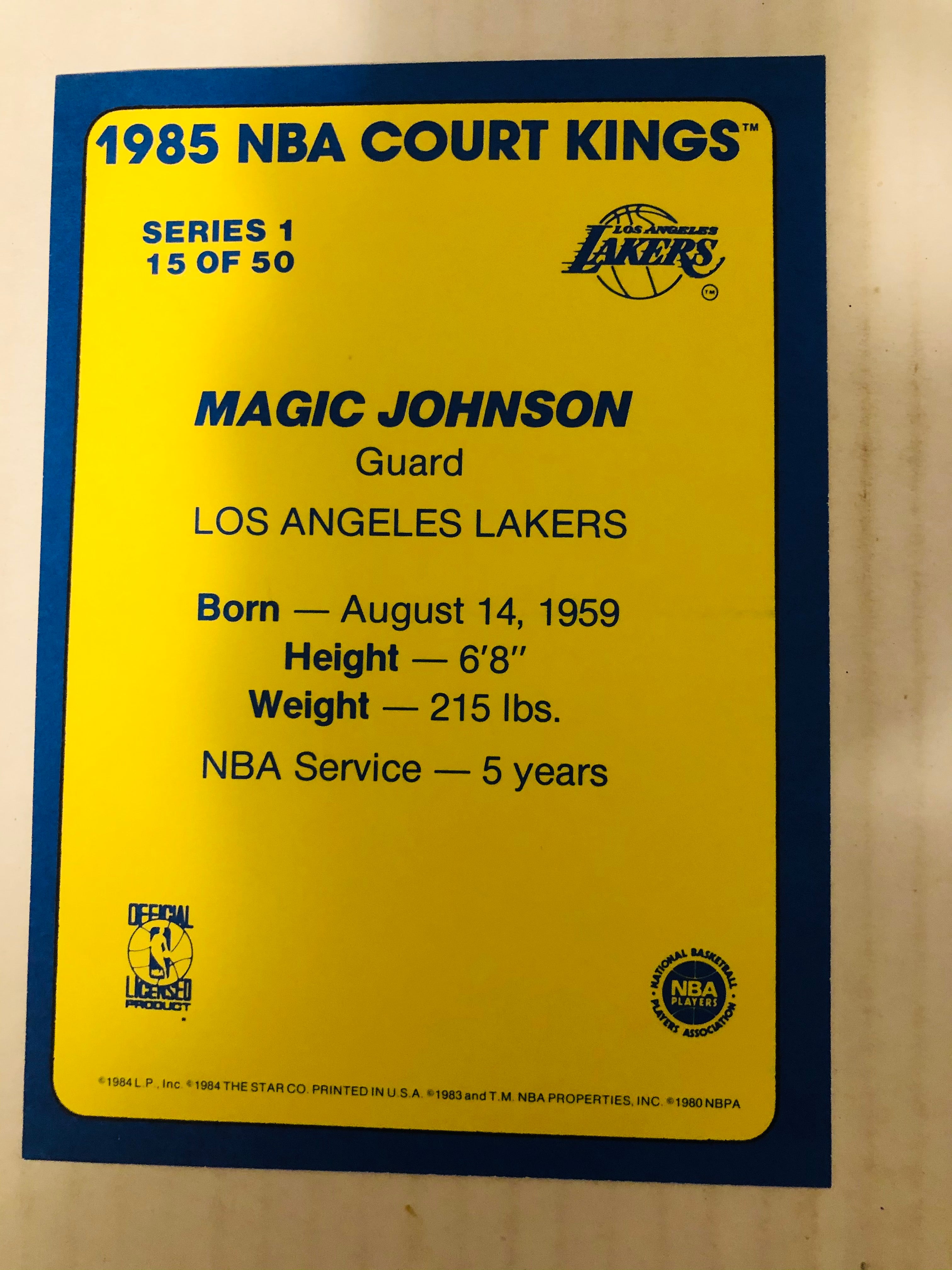 1985 Magic Johnson NBA court kings 5x7 card