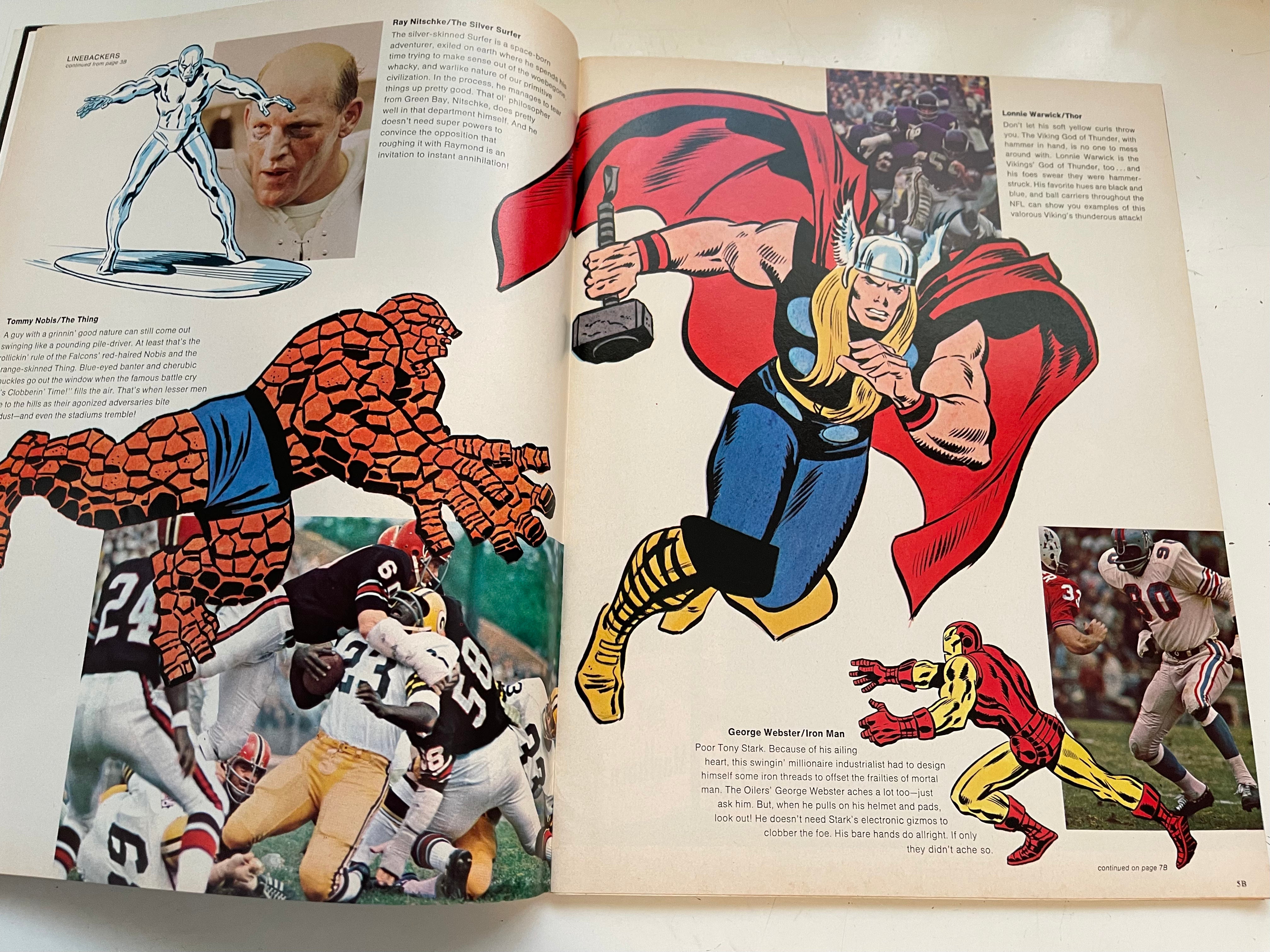 Buffalo Bills vs Jets football program with Marvel comics characters 1970