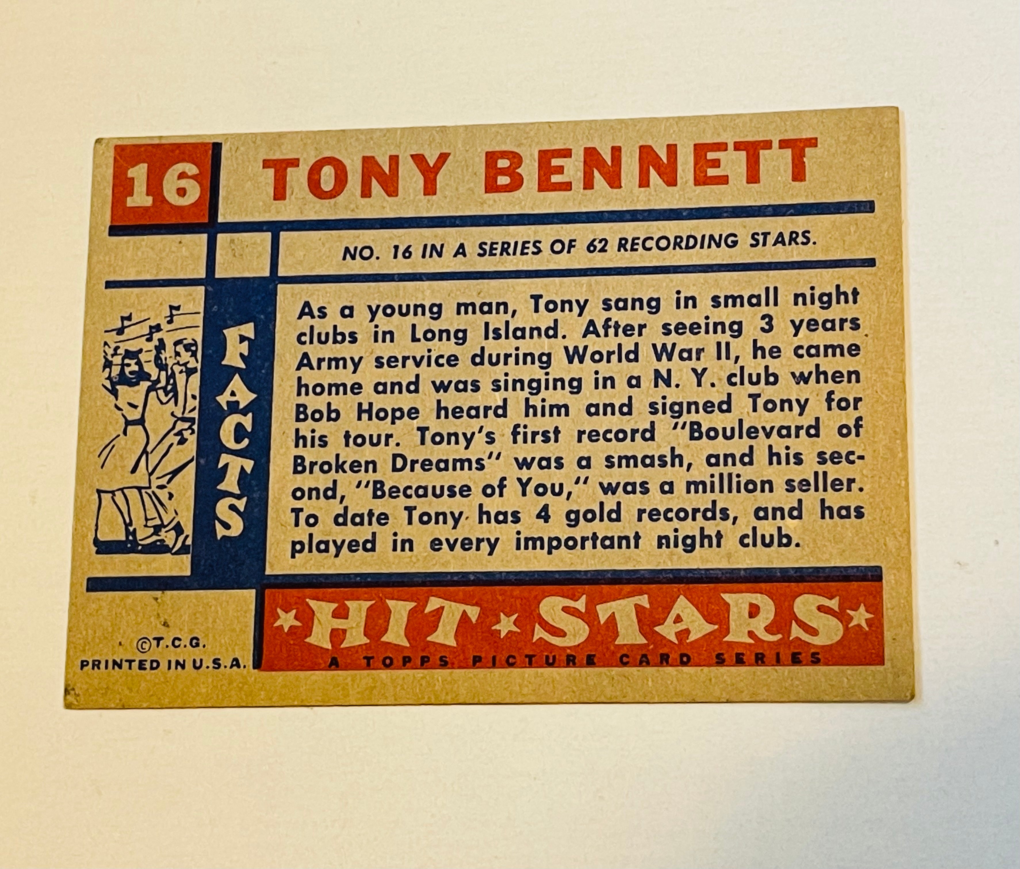 Tony Bennett Hit Stars Rare high grade condition card 1957