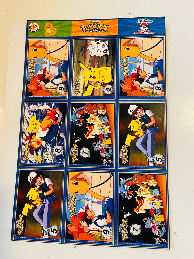 uncut burger king pokemon cards 1999 Complete Sheet 1999 Burger King promotional Pokmon