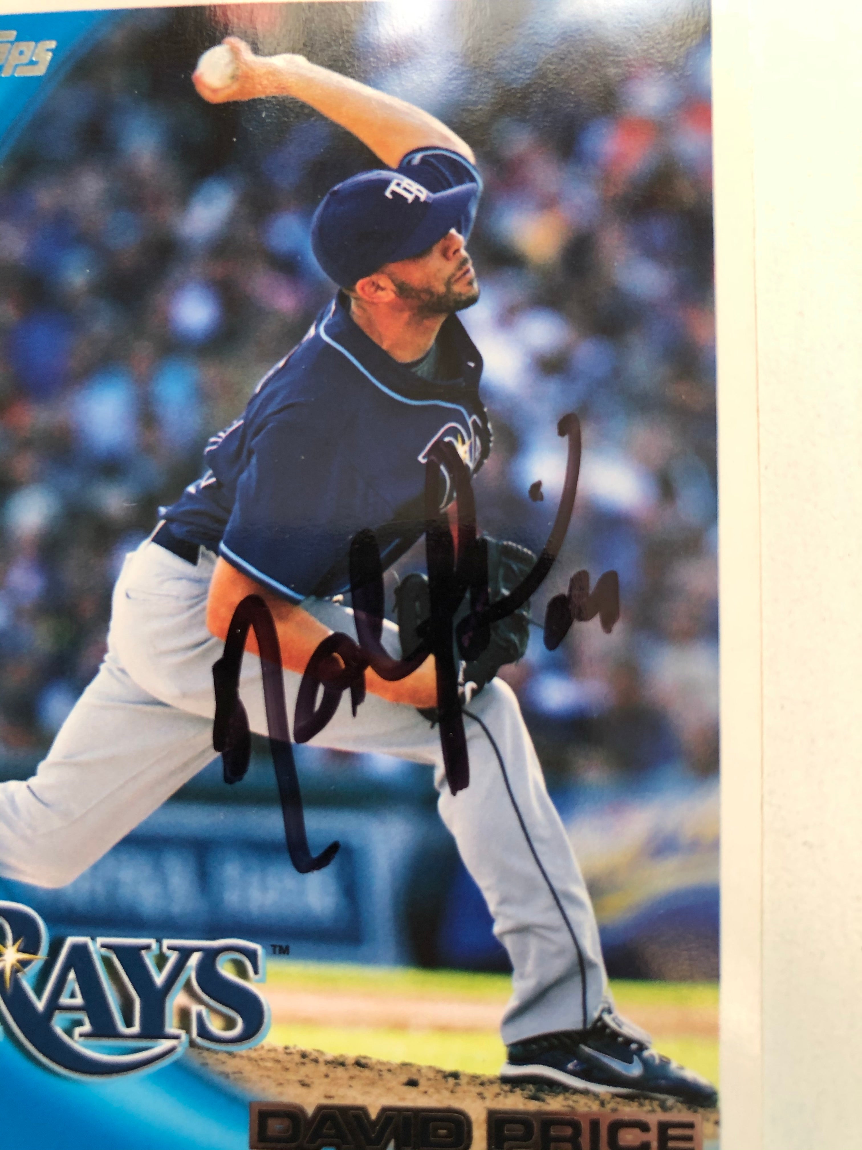 David Price autograph baseball card with COA