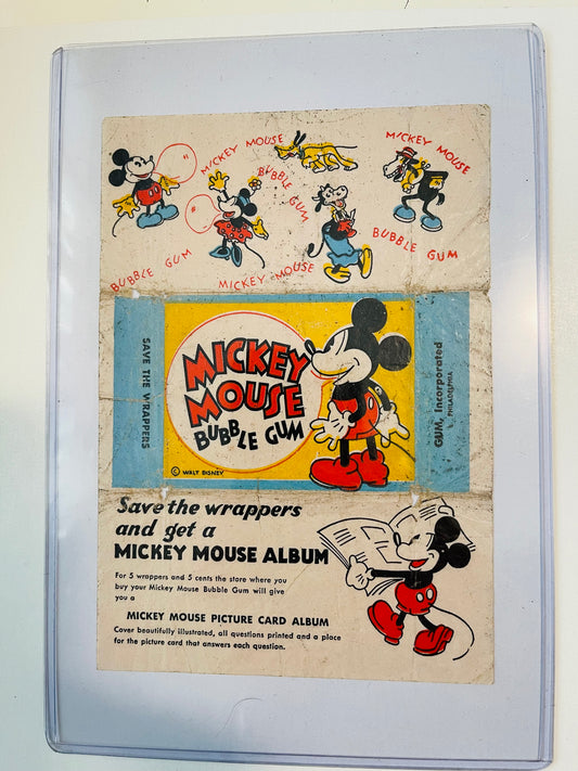 Mickey Mouse Disney cards rare scare card wrapper 1933