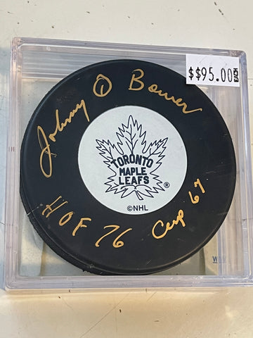 Connor McDavid Autographed Team Canada Hockey Puck - Leaf COA
