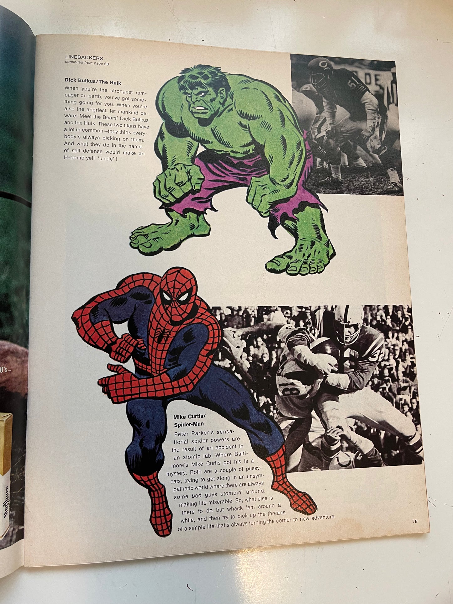 Buffalo Bills vs Jets football program with Marvel comics characters 1970