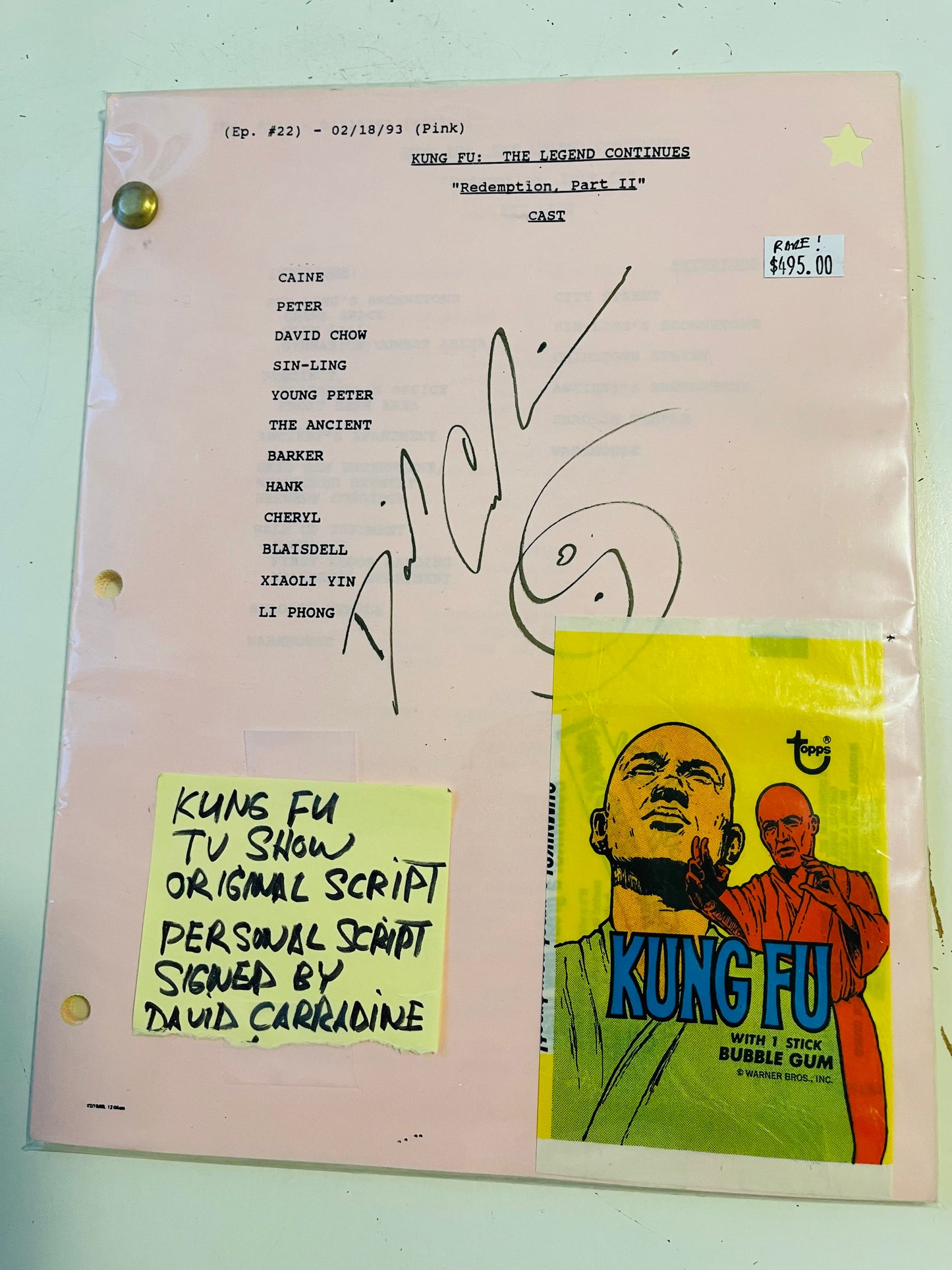 Kung Fu David Carradine original autograph shooting script with COA