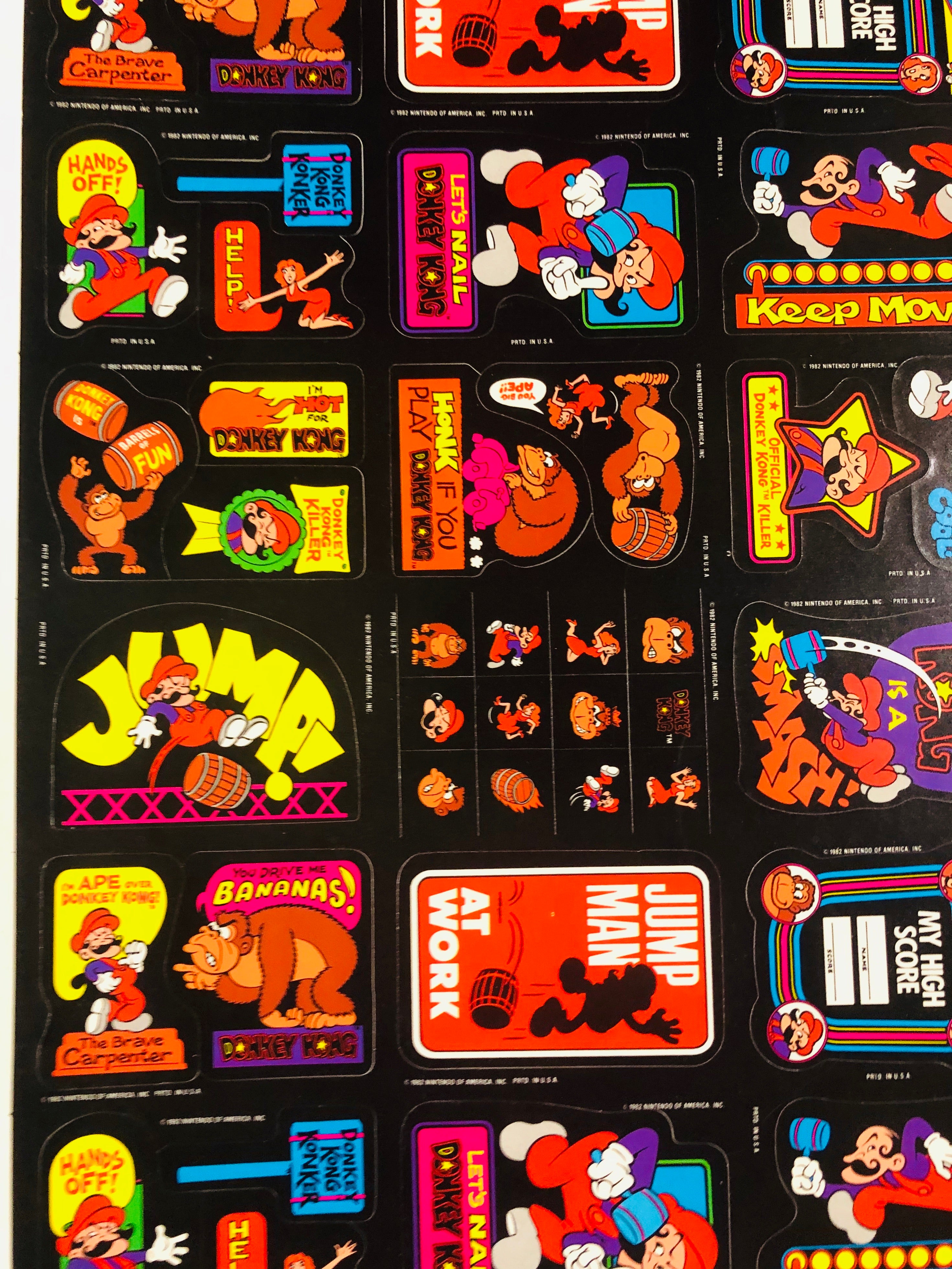 1981 Donkey Kong game stickers rare uncut sheet