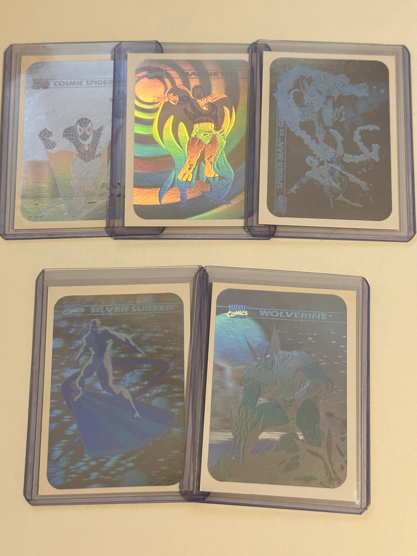 Marvel Universe first series rare 5 cards hologram insert cards set 1990