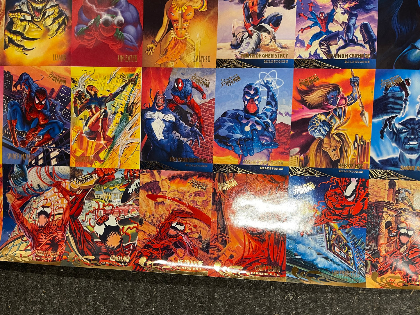 Fleer Ultra Spider-Man rare paper cards poster sheet 1995