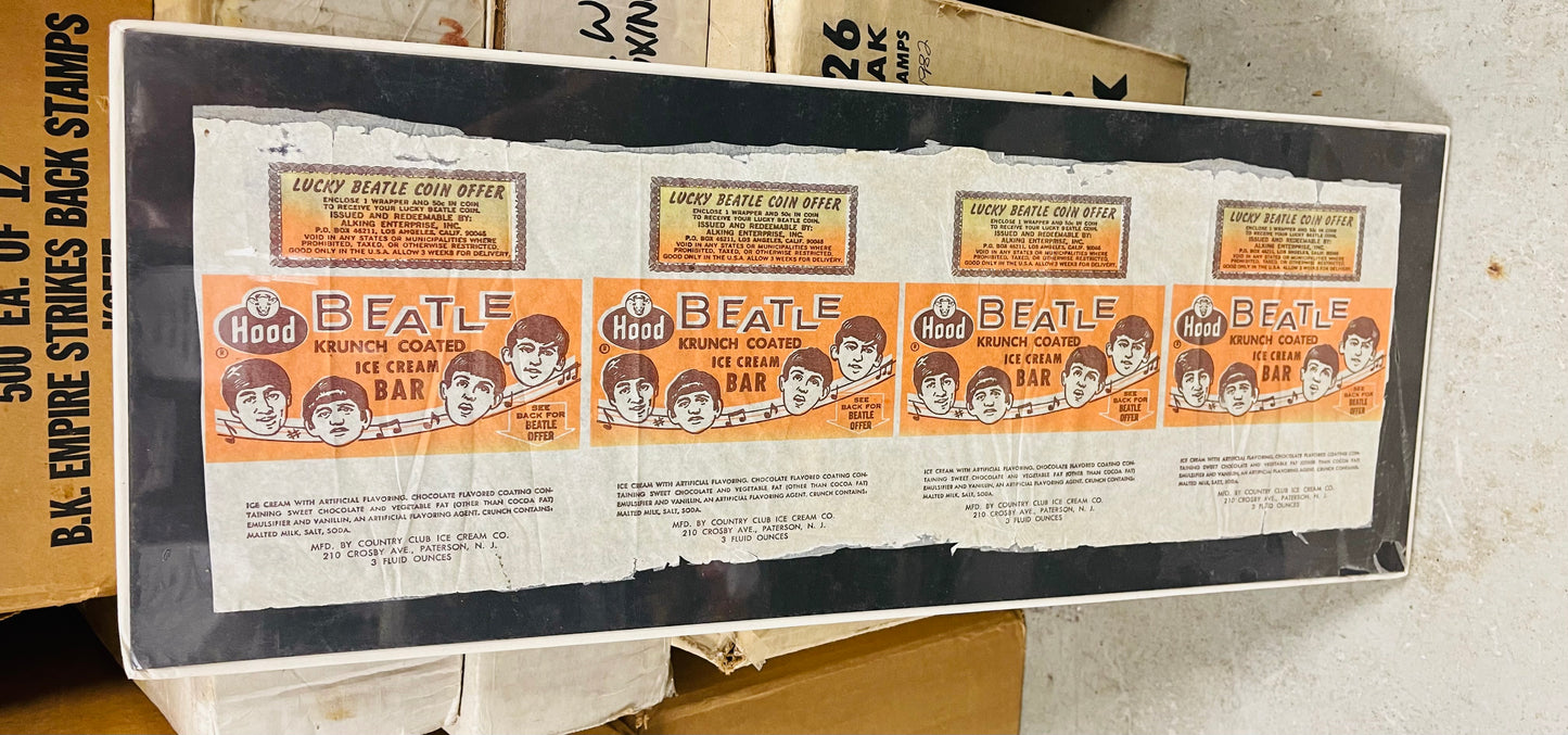 Beatles original rare Hood Ice Cream bar wrapper uncut sheet 1964