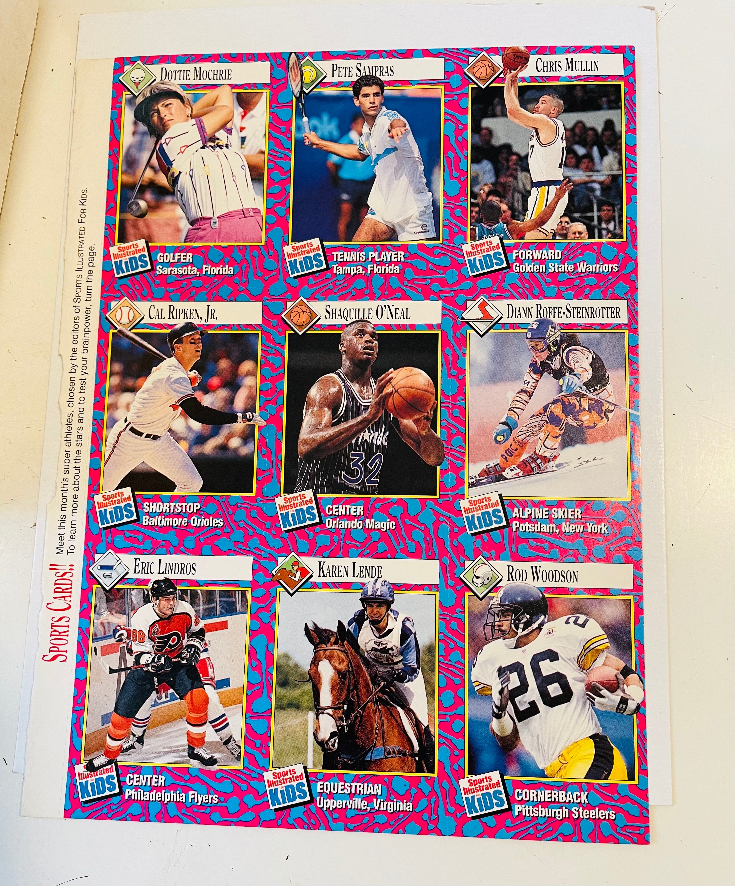 Sports illustrated for kids uncut cards sheet 1990s
