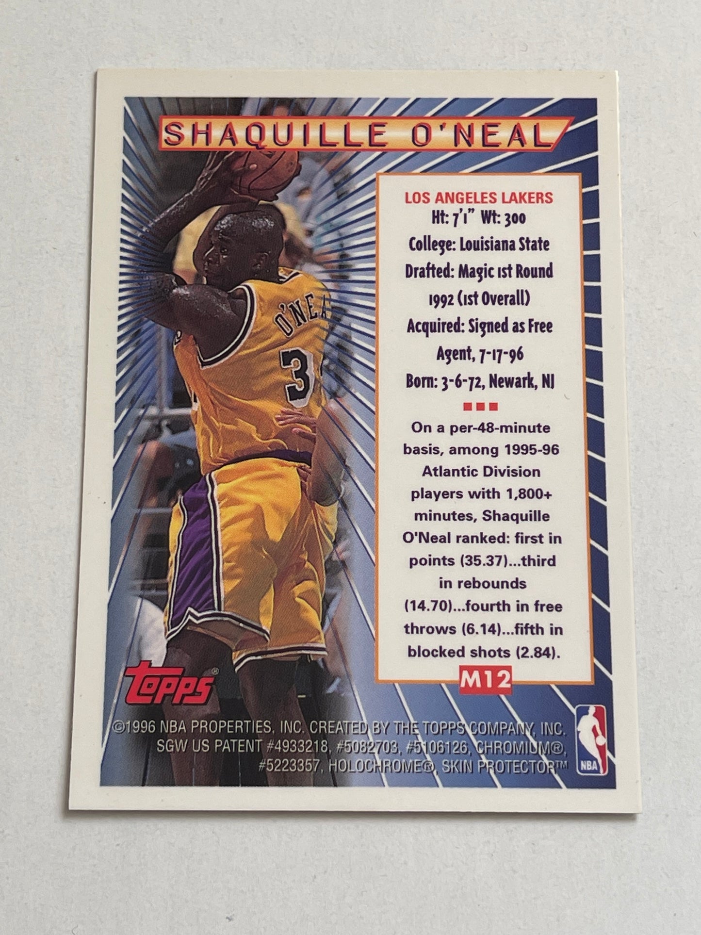 Shaq Topps Mystery finest basketball insert card 1996