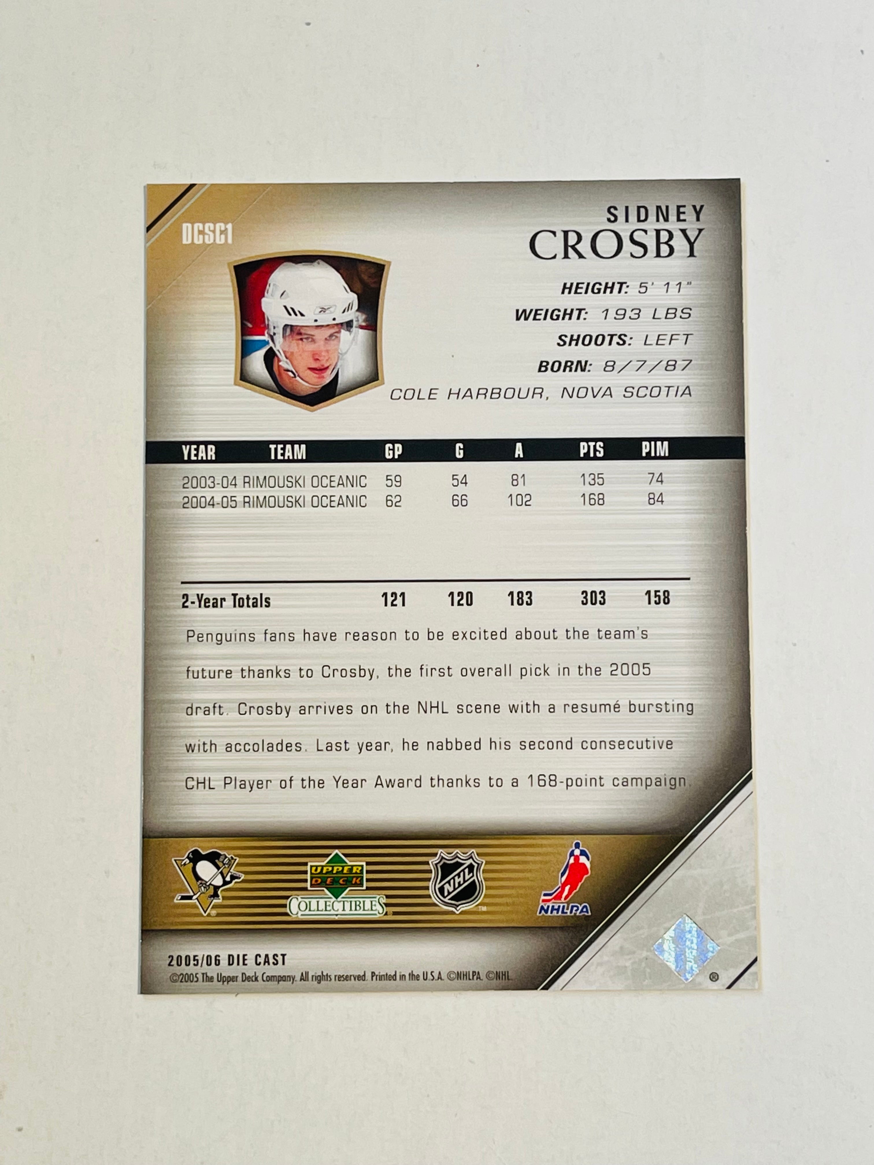 Sidney Crosby UD basic NHL rookie card 2005