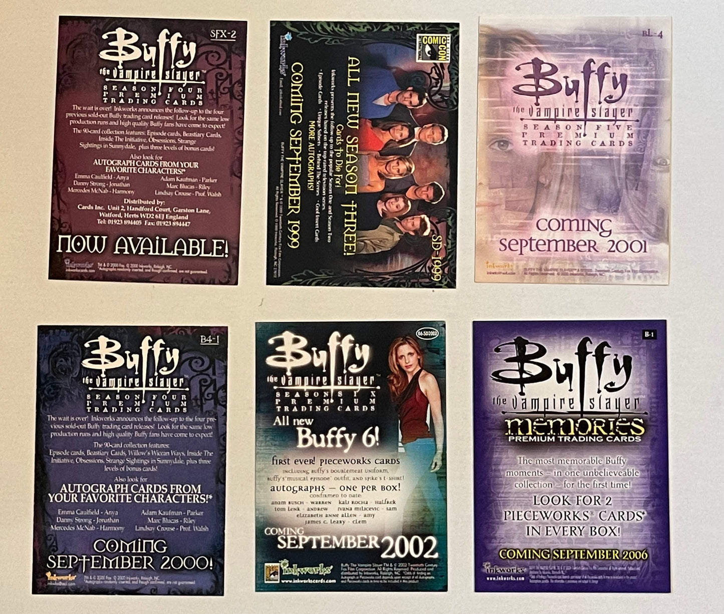 Buffy the Vampire Slayer 6 limited issued promo cards lot deal 1990s