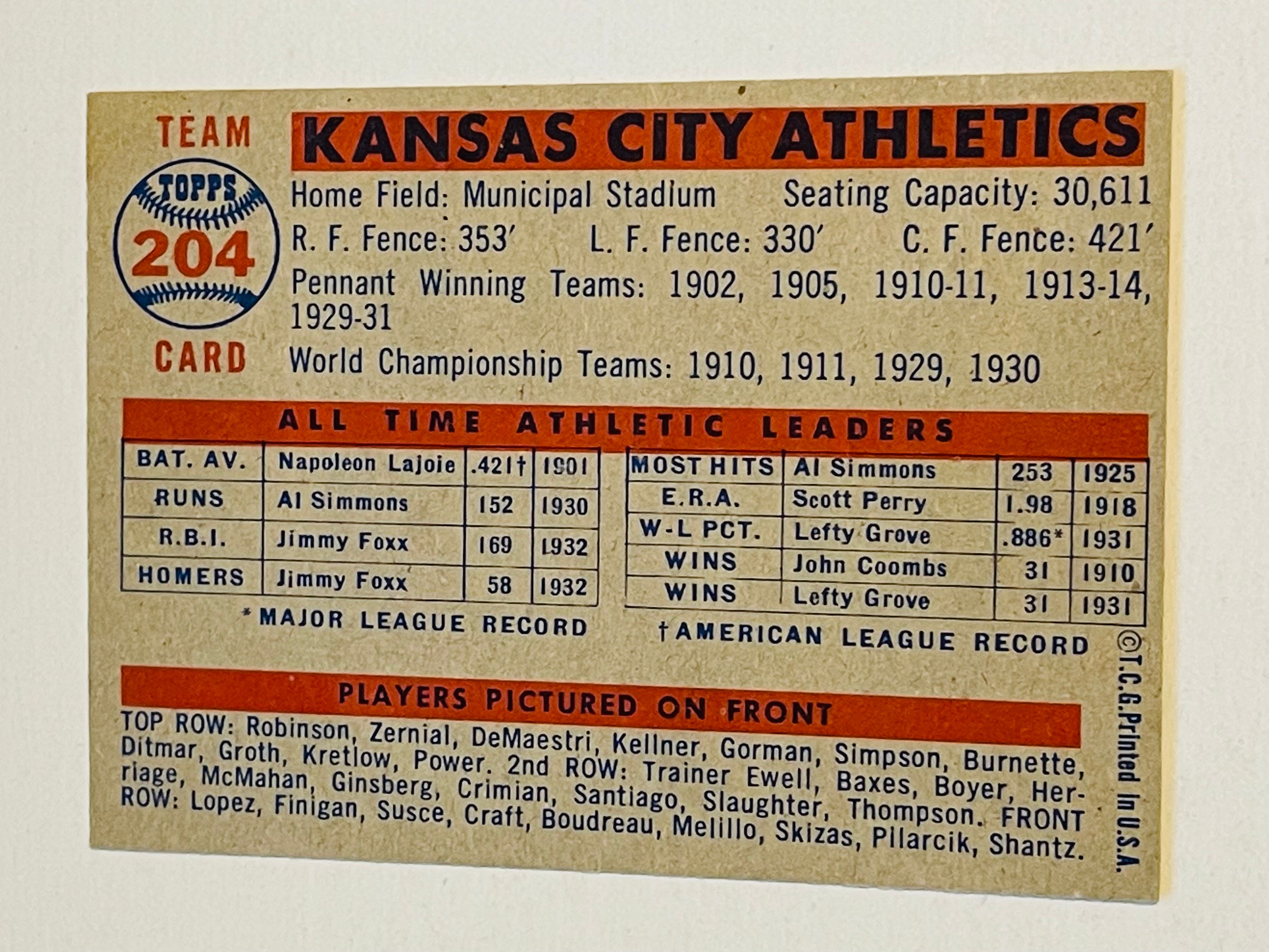 1957 Topps baseball Kansas City high grade card