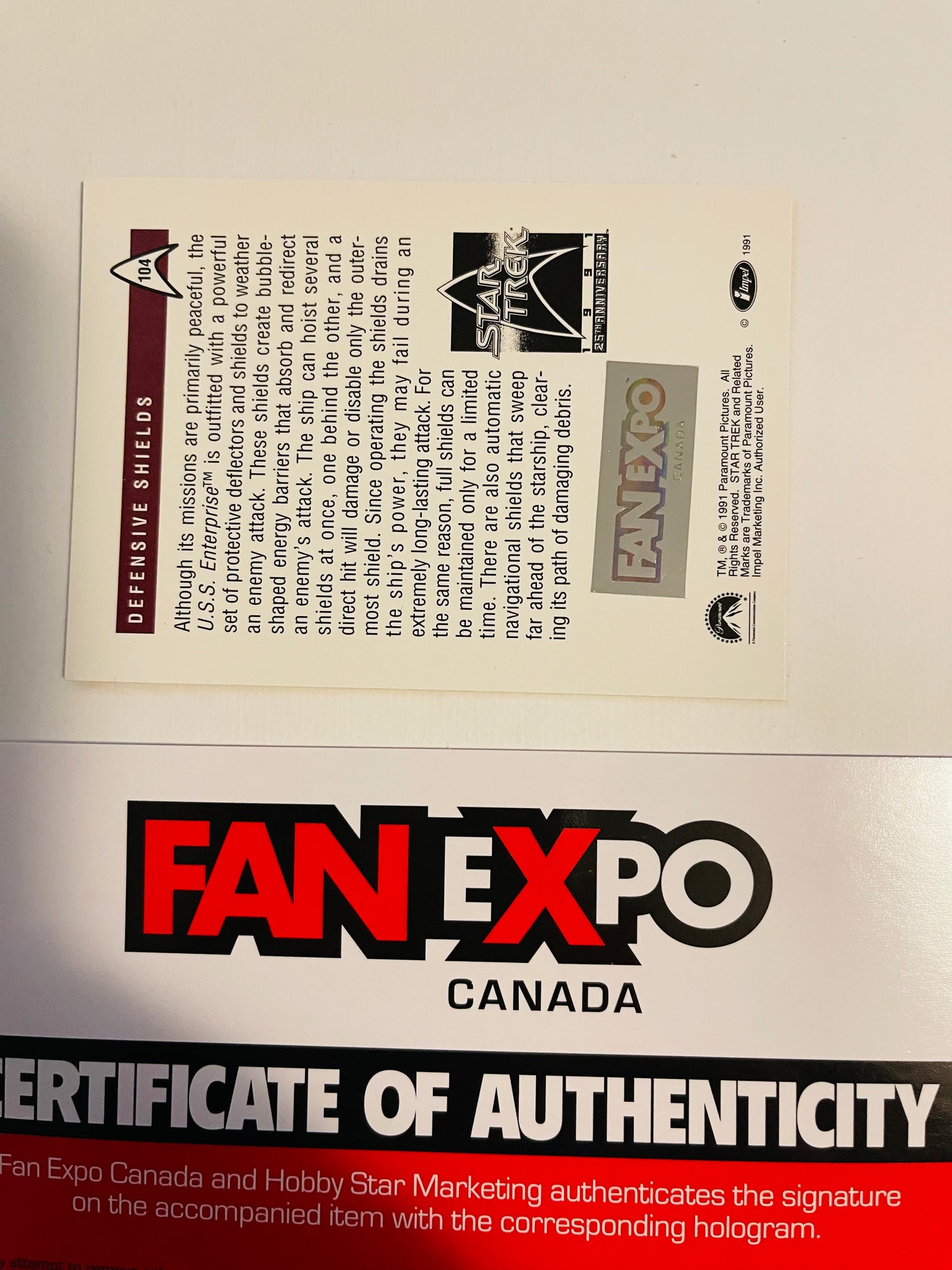 Star Trek Patrick Stewart autograph Card with Fanexpo COA and Hologram