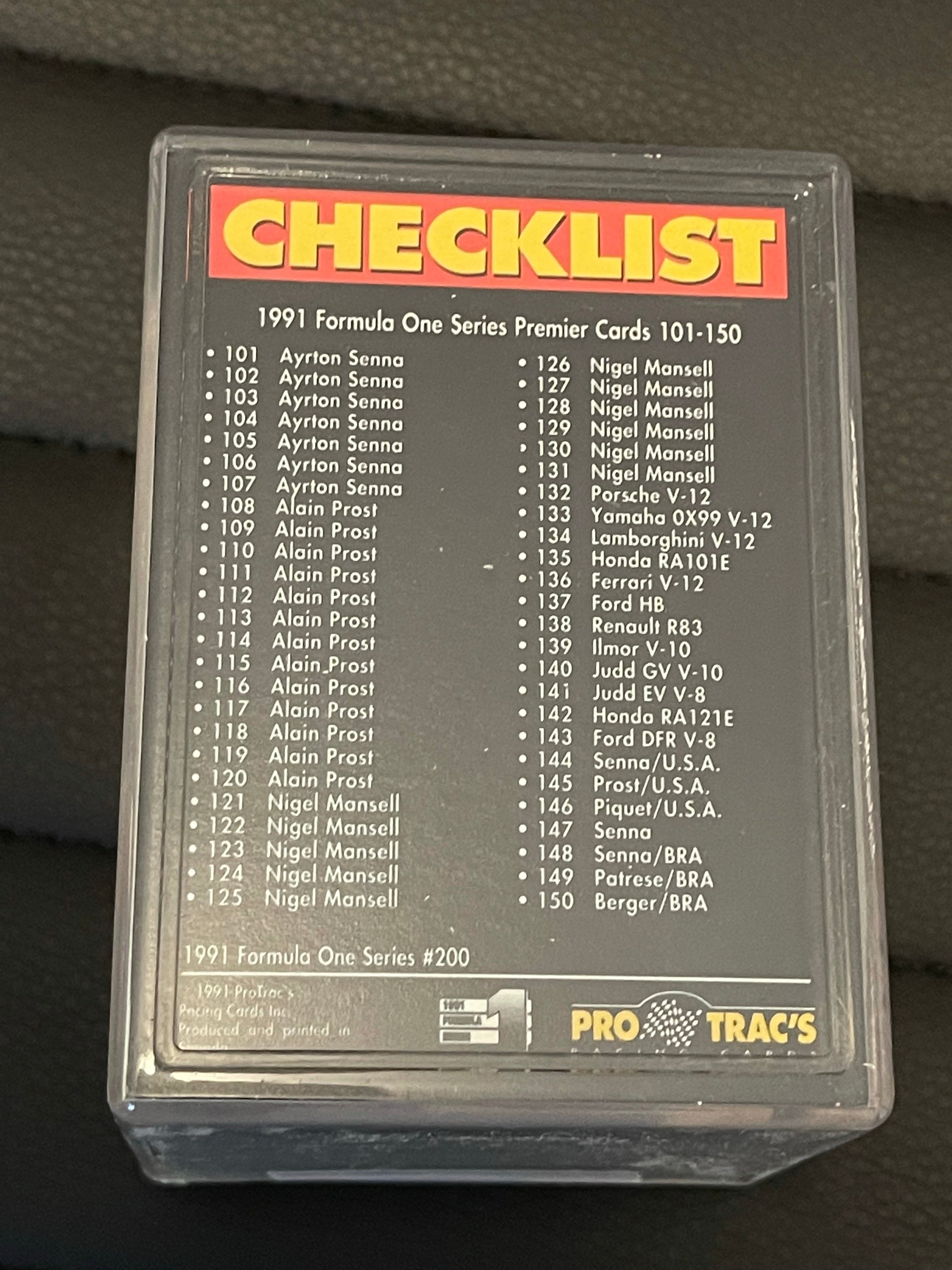 Formula 1 racing Pro Tracs rare cards set 1991