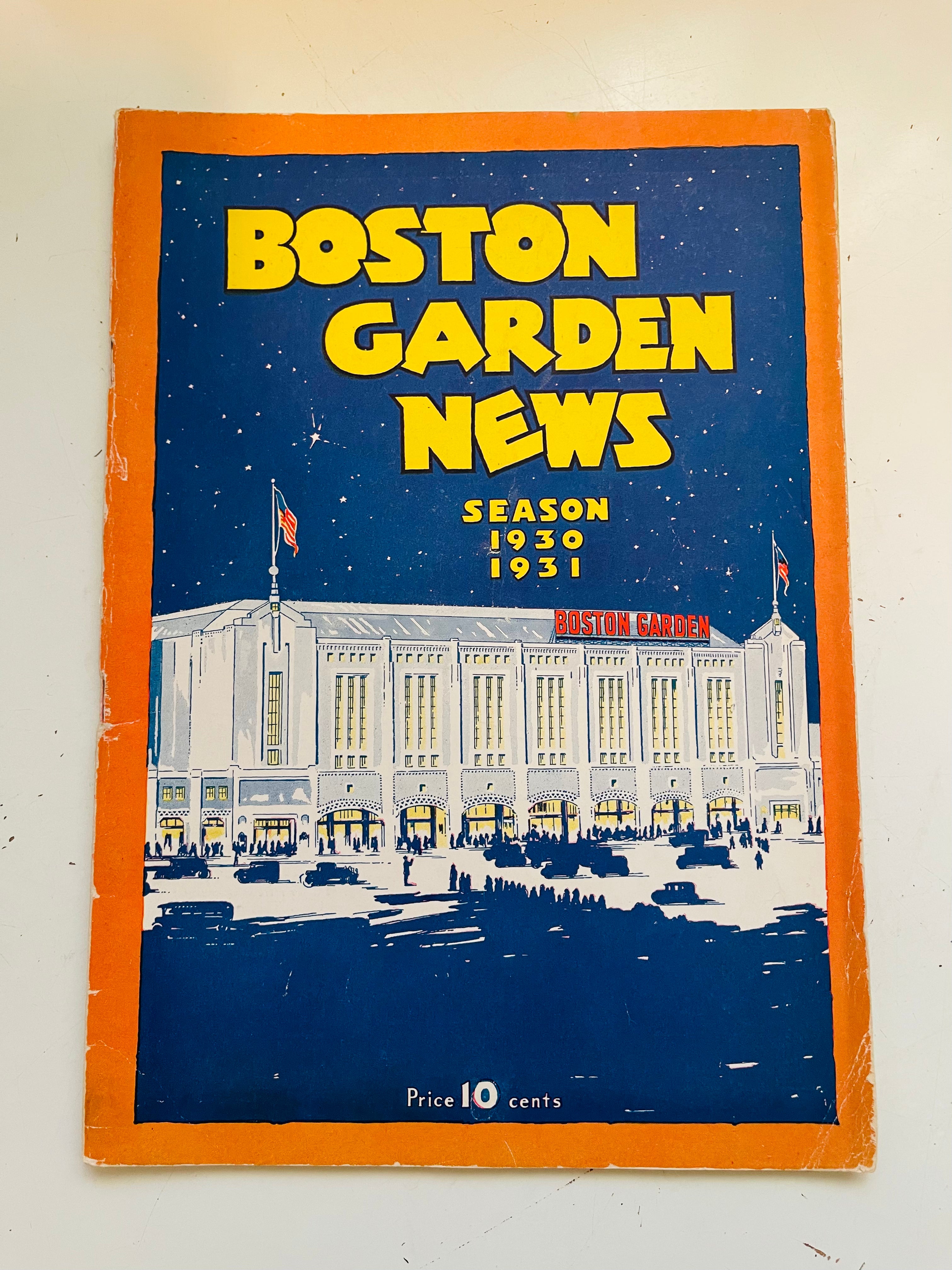 Boston Gardens rare early hockey game program Boston vs Leafs 1930-31