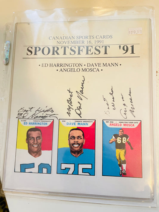 CFL football Sportsfest rare Triple autograph photo with COA 1991