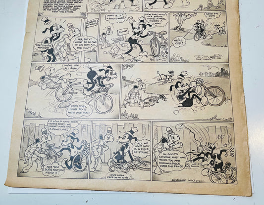 Mickey Mouse weekly rare Disney comic strip 1937