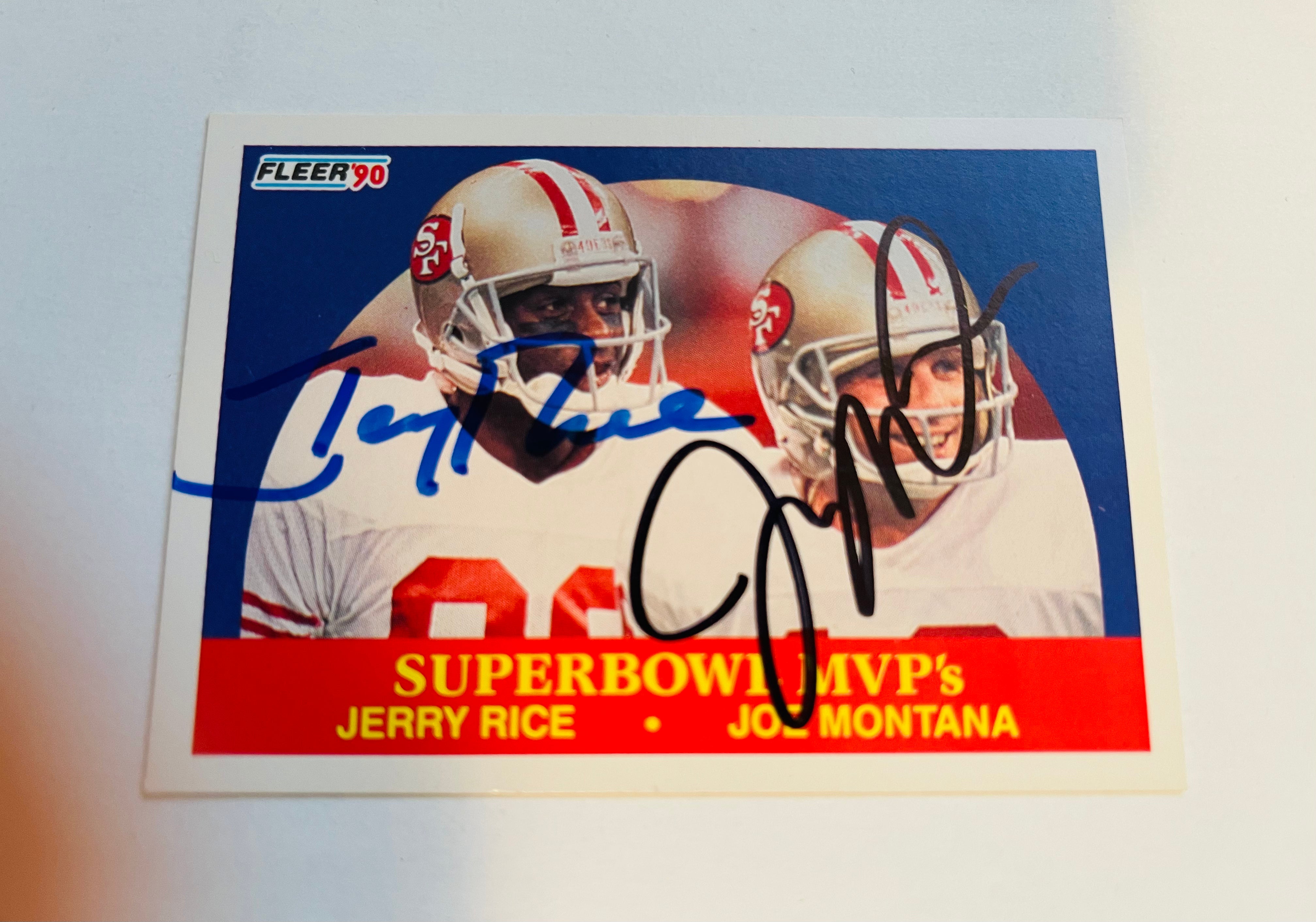 Joe Montana and Jerry Rice rare double autograph football card with COA