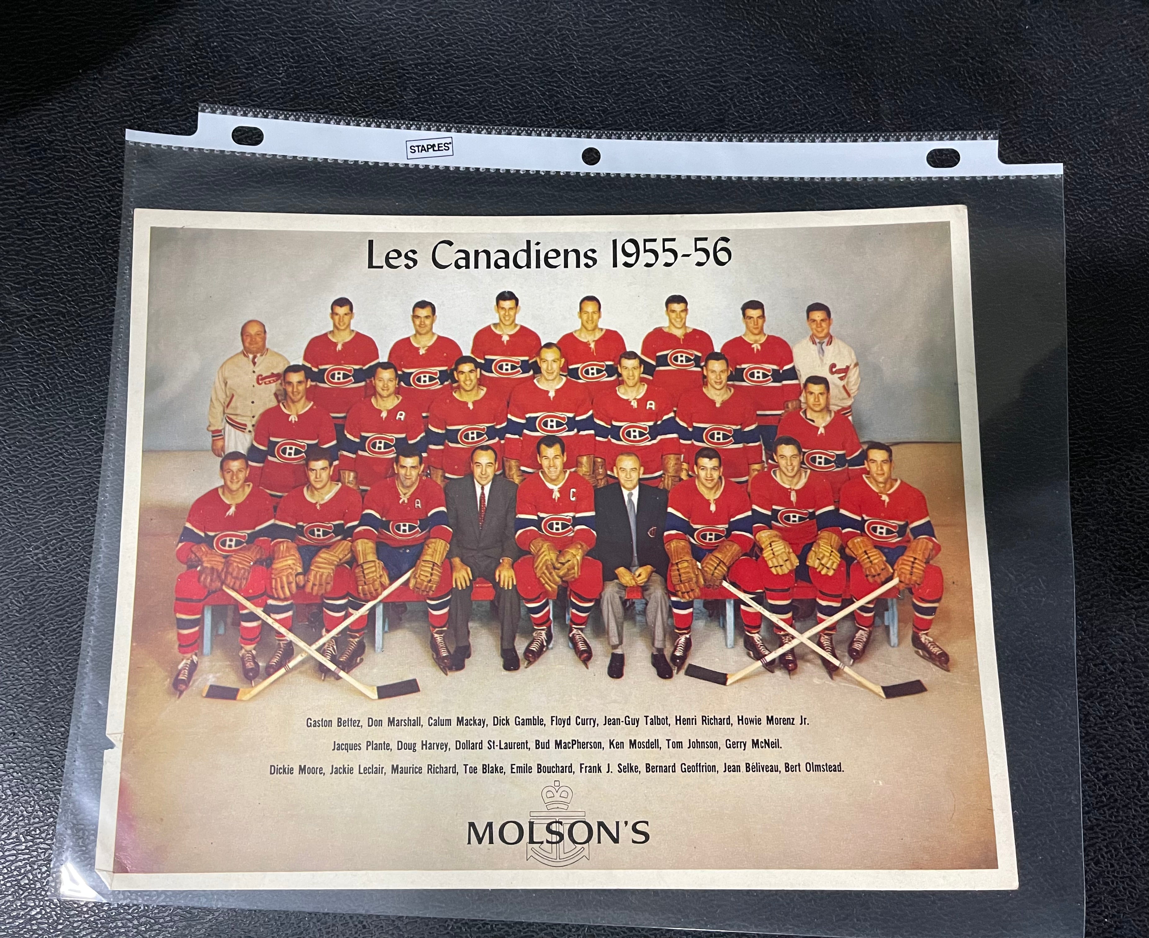 Montreal Canadiens hockey team photo Molsons beer 1955