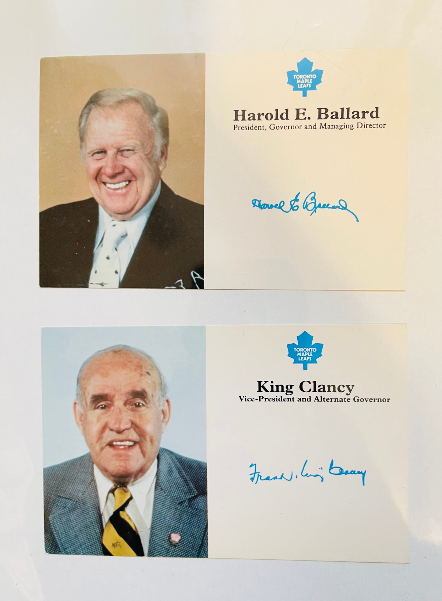 King Clancy and Harold Ballard vintage hockey postcards 1980s