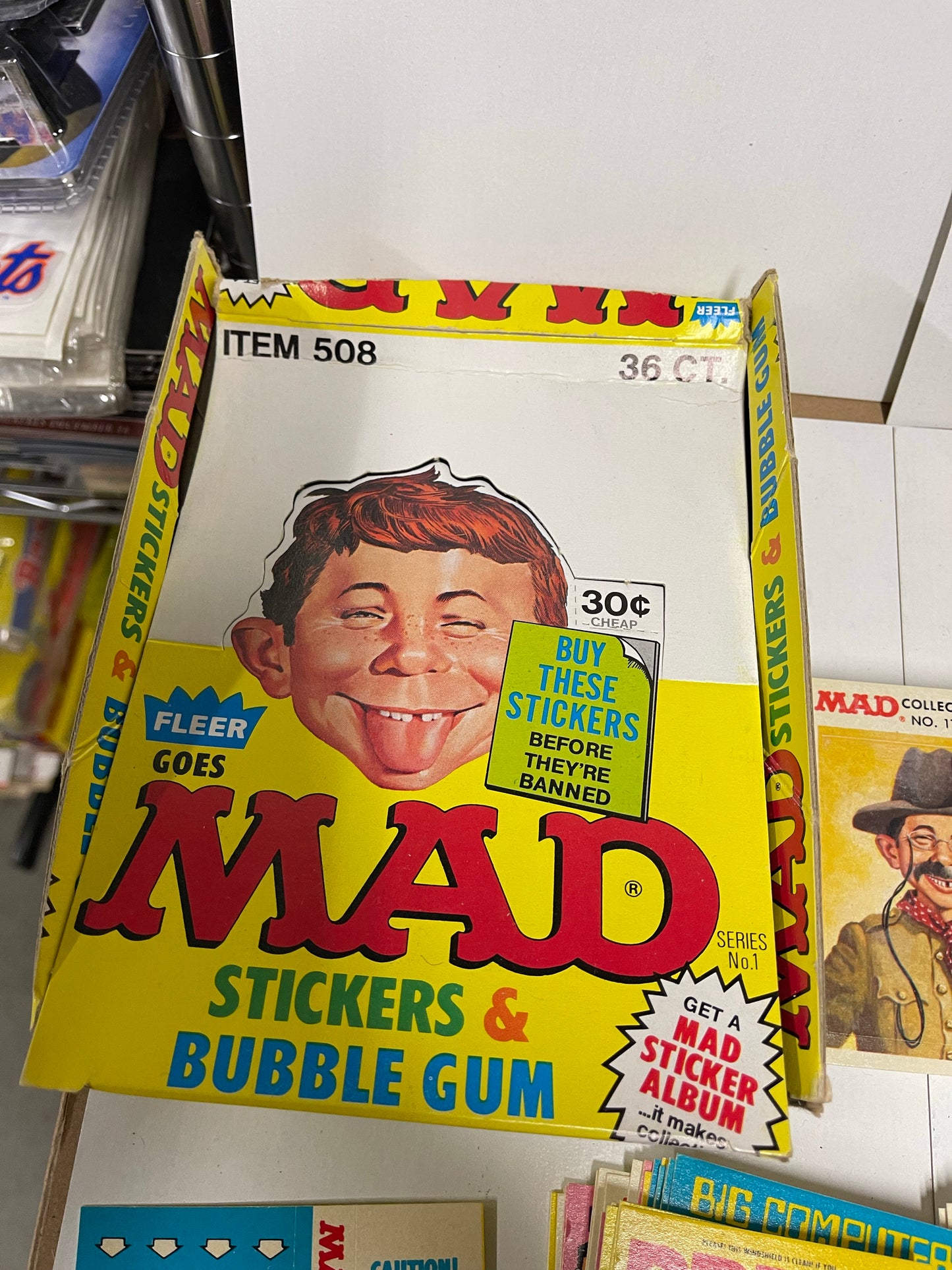 Mad Magazine 190 stickers and box with wrappers lot deal 1983