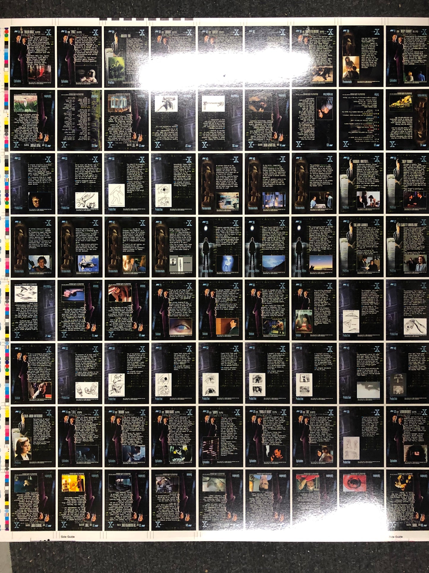 X-Files TV show rare gallery uncut card sheet 1990s