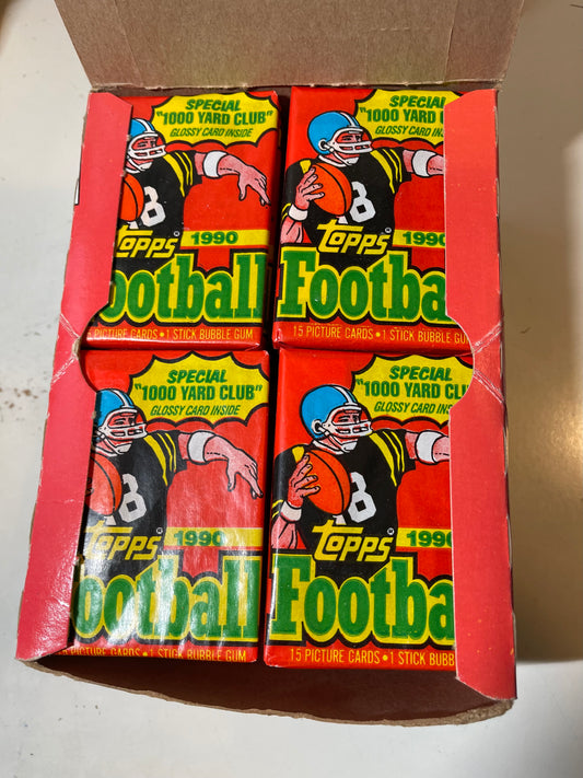 1990 Topps football cards 36 packs box