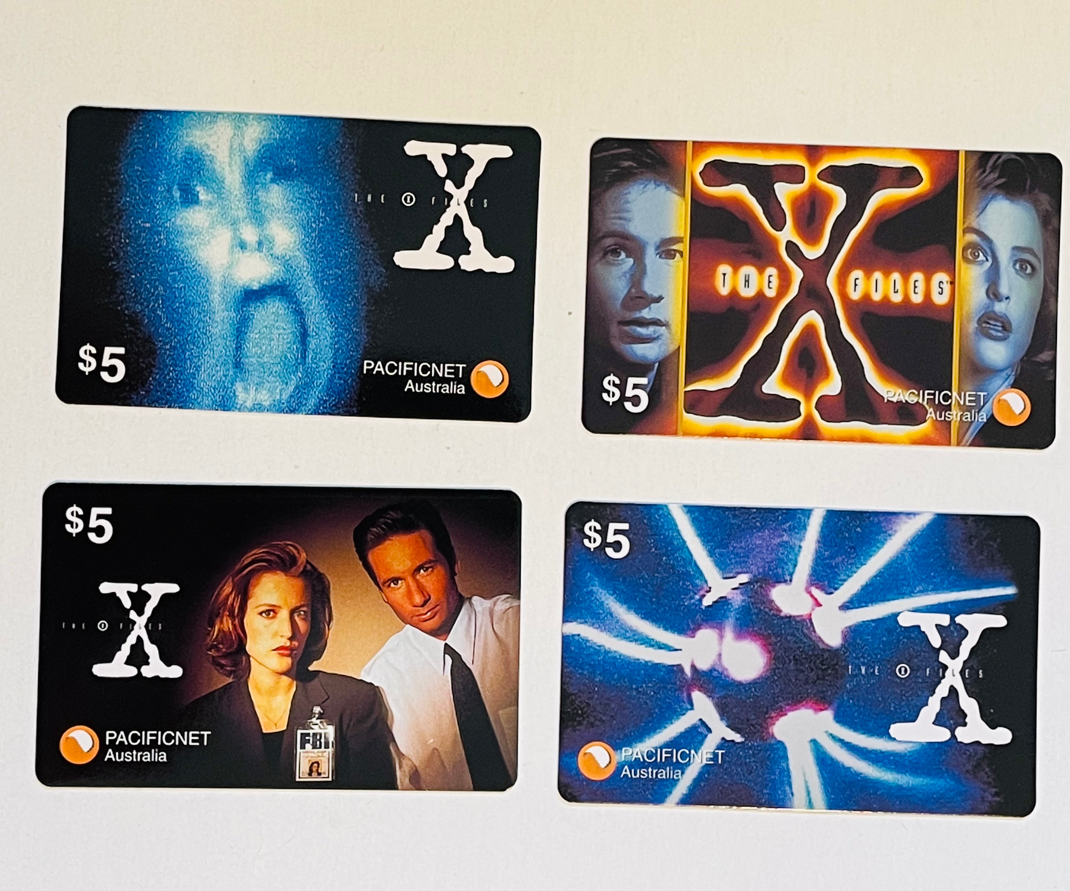 X-Files rare Australian 4 card phonecards set 1990
