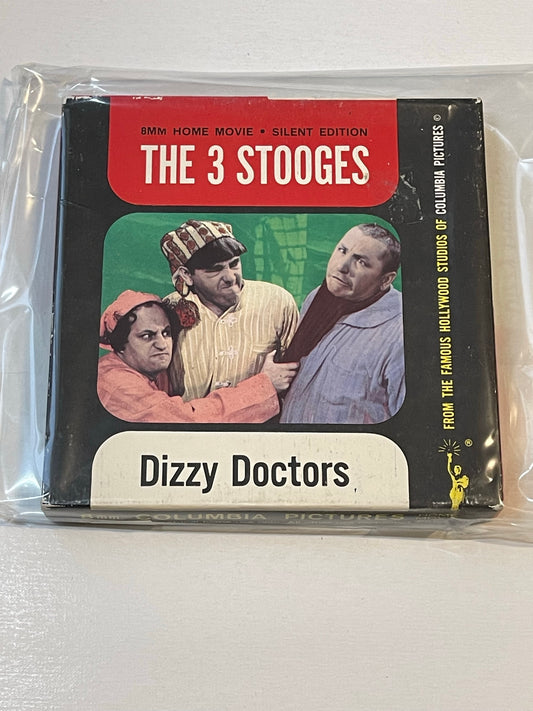 Three Stooges Dizzy Doctors rare super 8 film reel in box 1960s