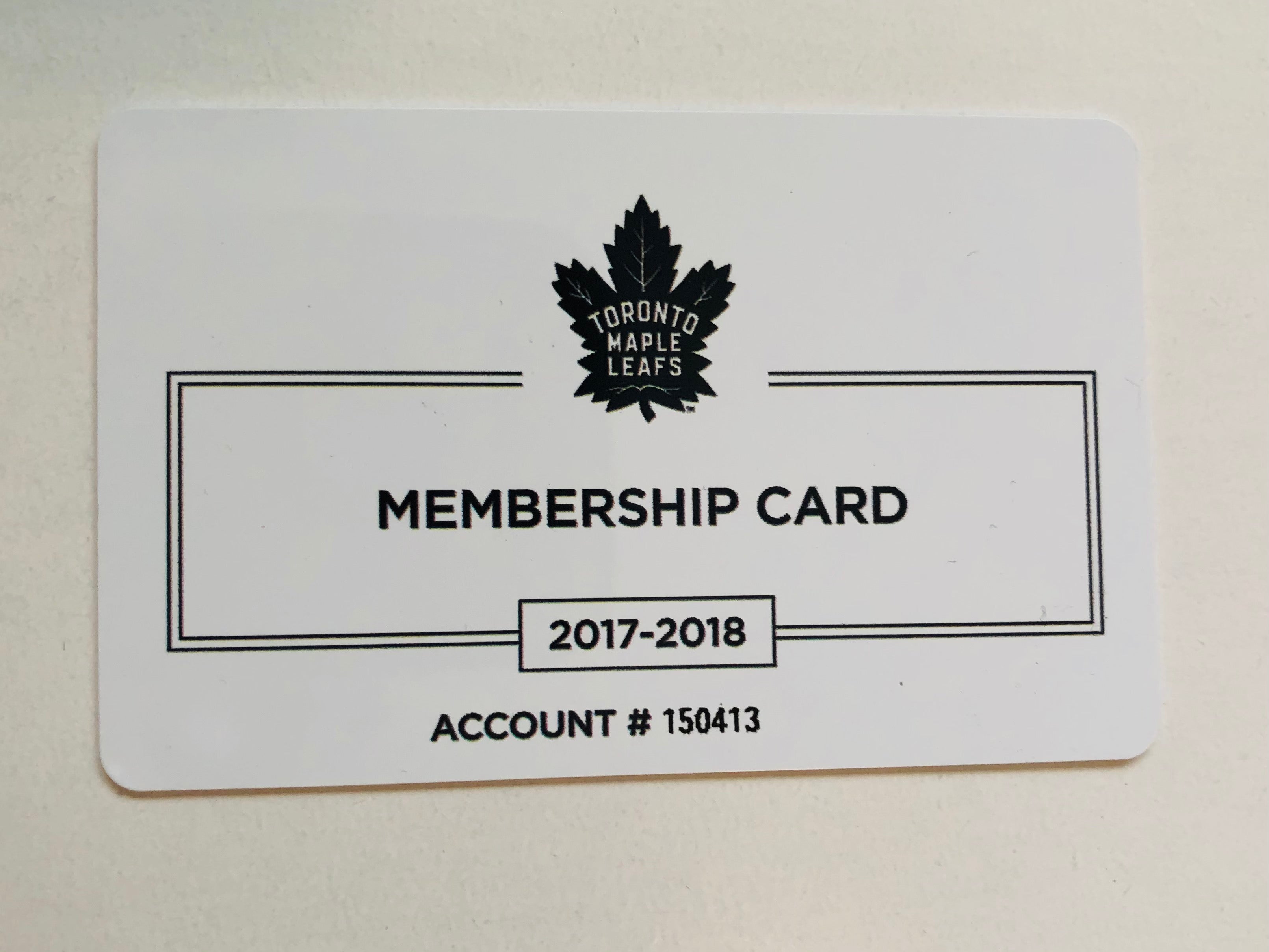 Toronto Maple Leafs ACC collectible membership card 2017-2018