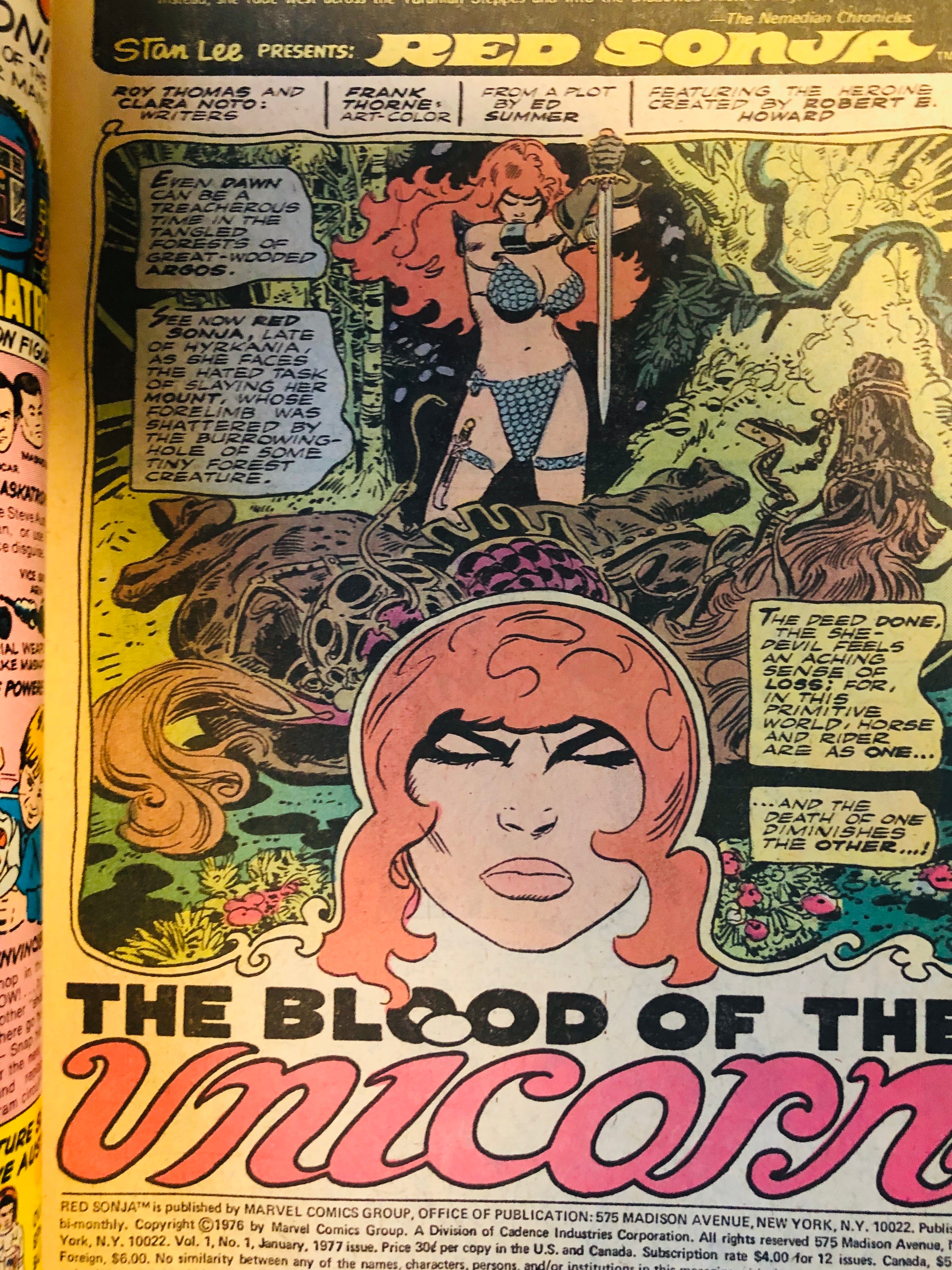 Red Sonja #1 great Vf condition comic book 1977
