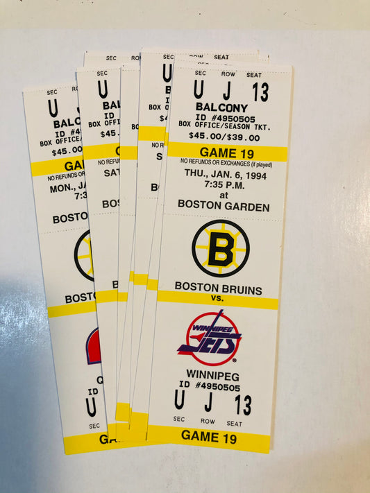 Boston Bruins 8 tickets lot deal (jan. 6, 1994)